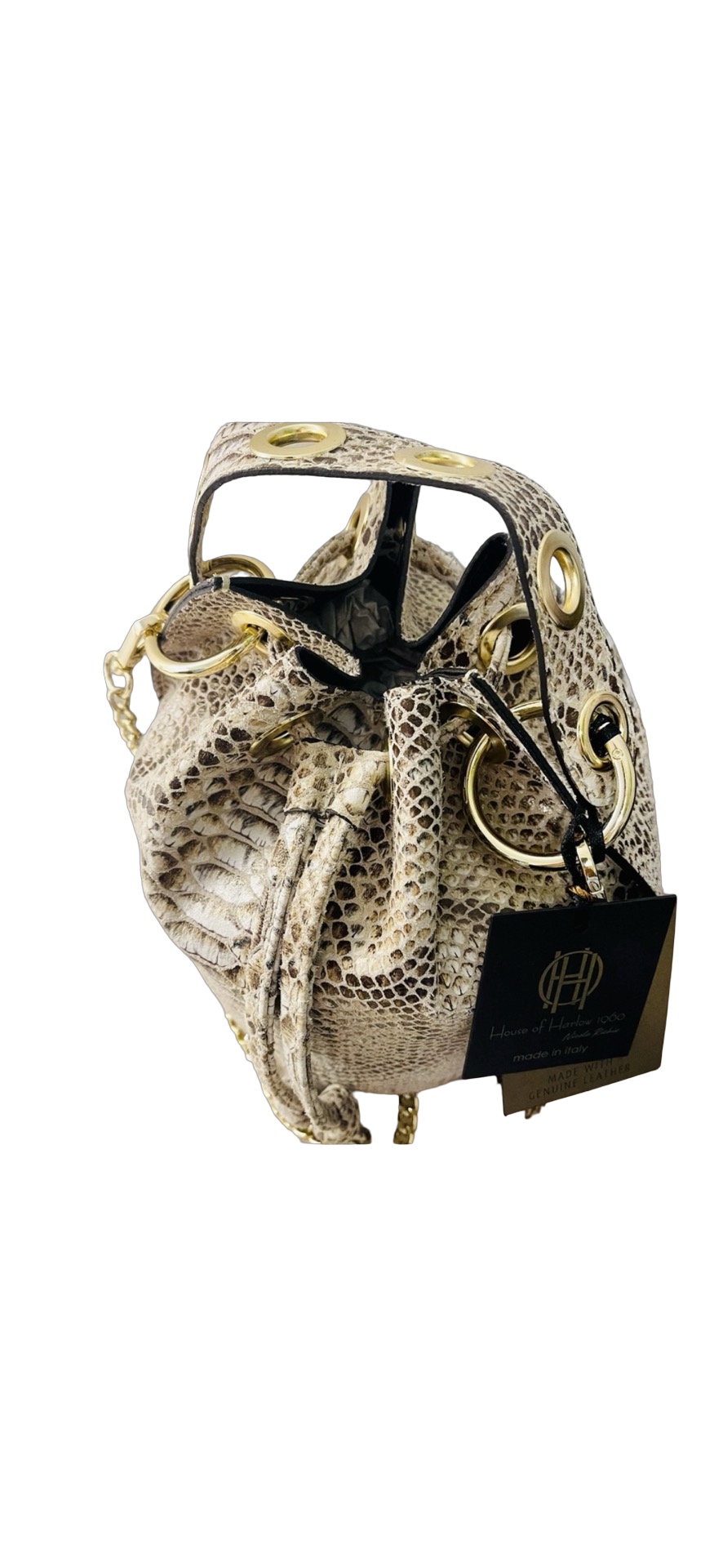 House of Harlow 1960 Snakeskin Print Bucket Bag NWT