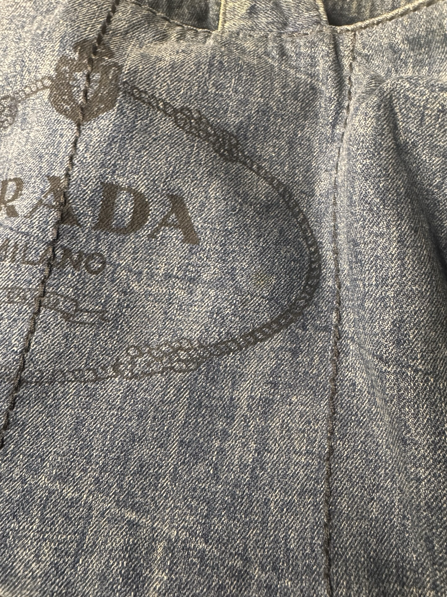 Prada Large Denim Canapa Tote (Preowned)