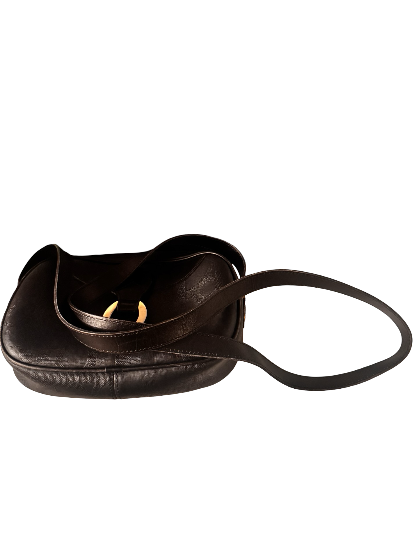 Christian Dior Oblique Crossbody Bag (Vintage)– Black Monogram with Gold Buckle