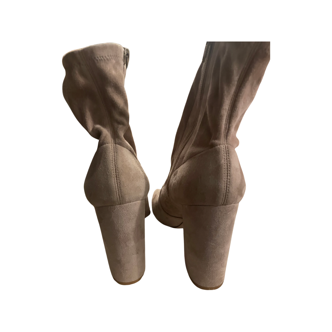 Valentino Garavani Beige Suede Stretch Sock Bootie. NWOB