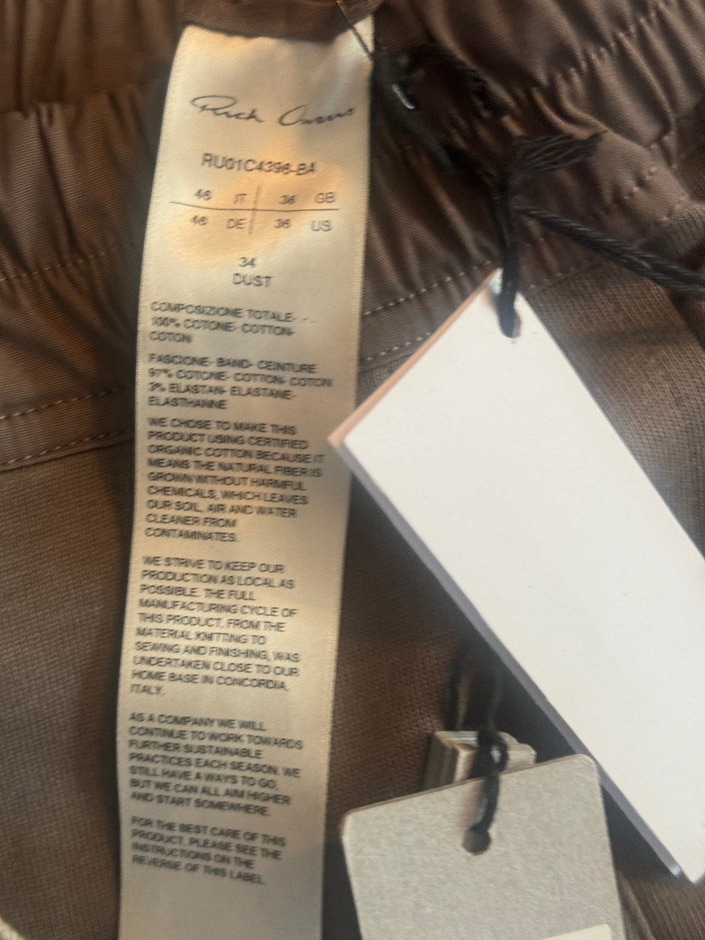 Rick Owens Mastodon Cargo Pant Sz 36