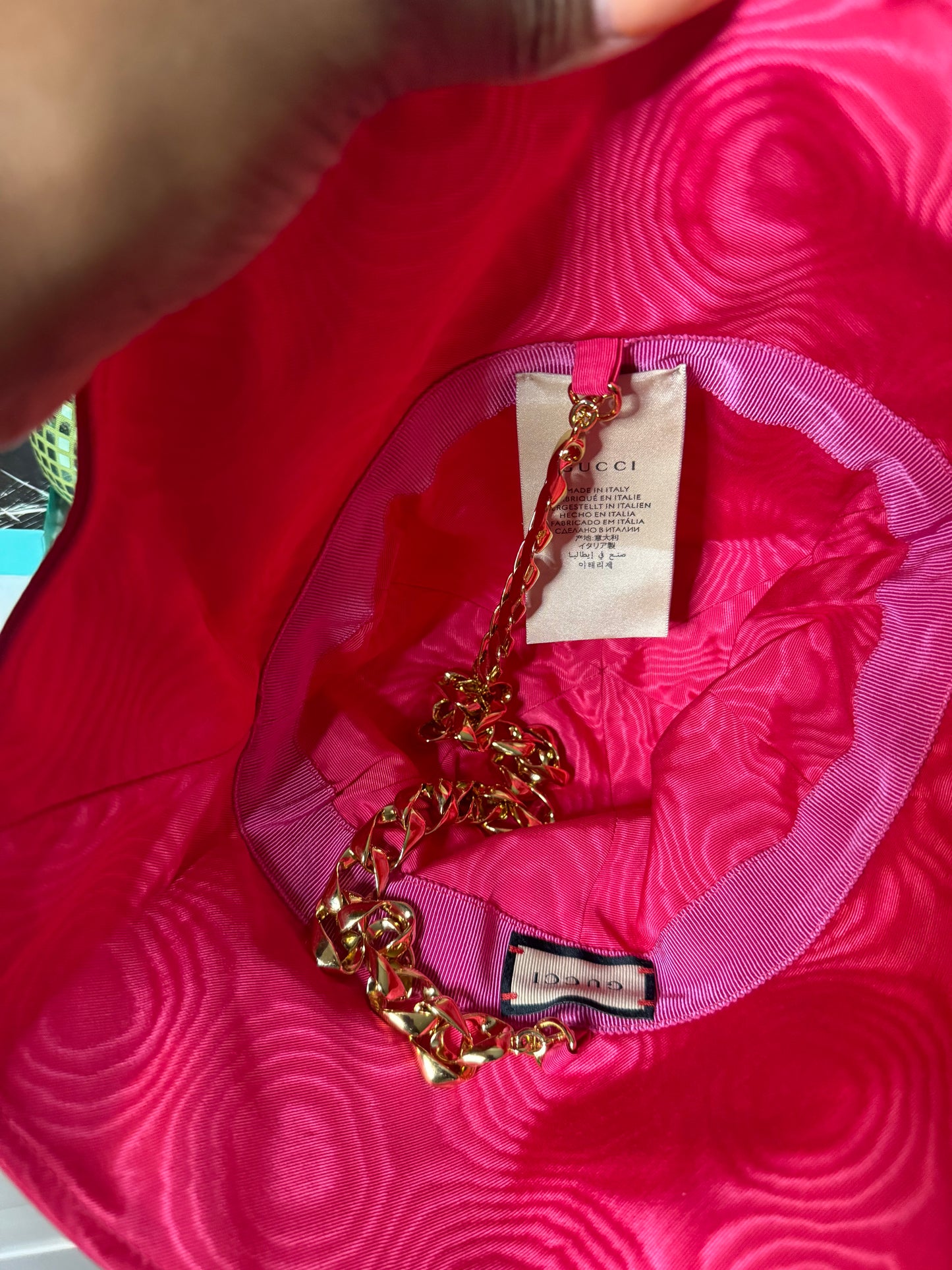 Gucci Bucket Hat w gold chain NWT