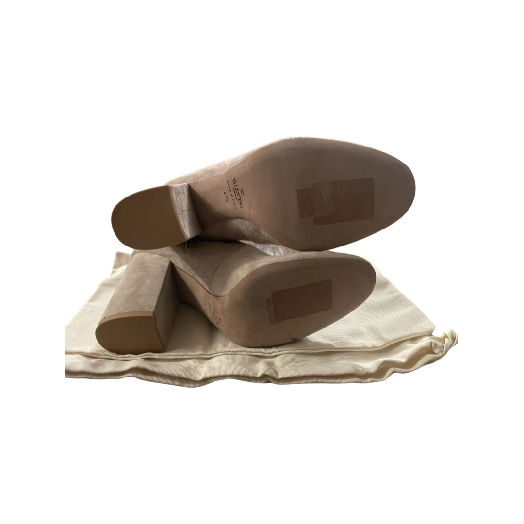 Valentino Garavani Beige Suede Stretch Sock Bootie. NWOB