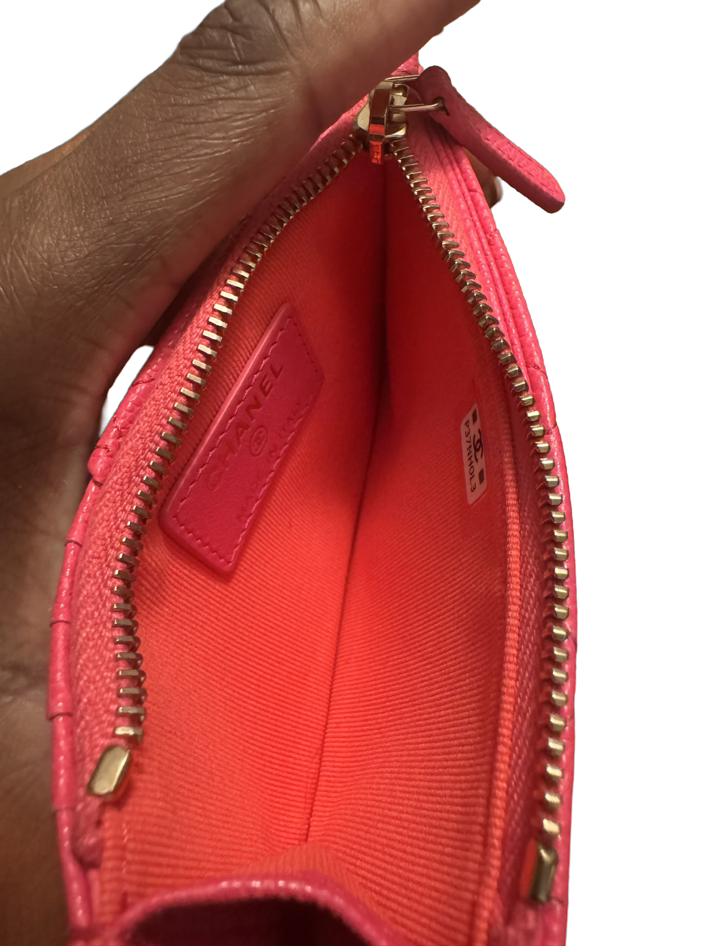 Chanel Flap Zip Card Holder Pink/Fuchsia (Preowned)