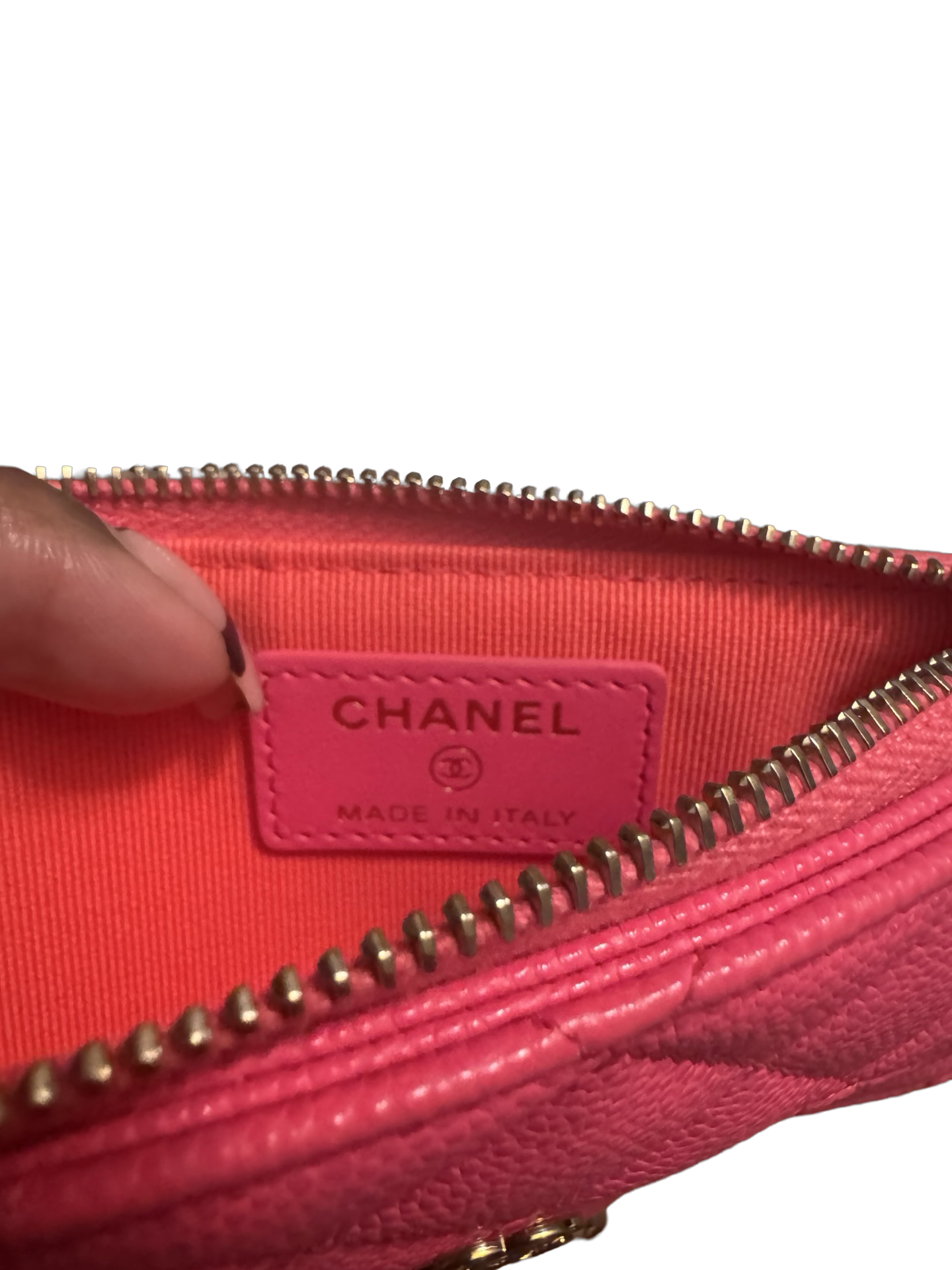 Chanel Flap Zip Card Holder Pink/Fuchsia (Preowned)