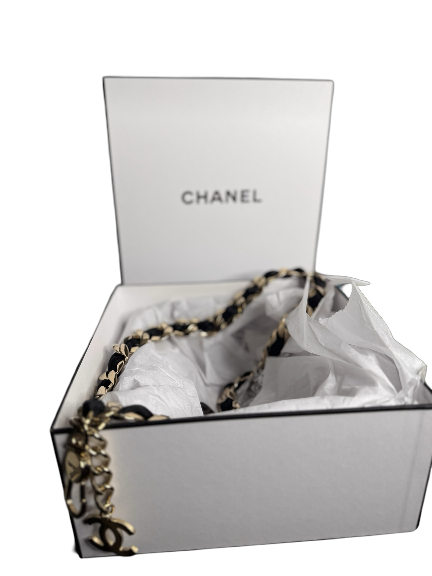 CHANEL 2008 Black Satin Braid Signature Woven Chain Link CC Logo Belt (Preloved)