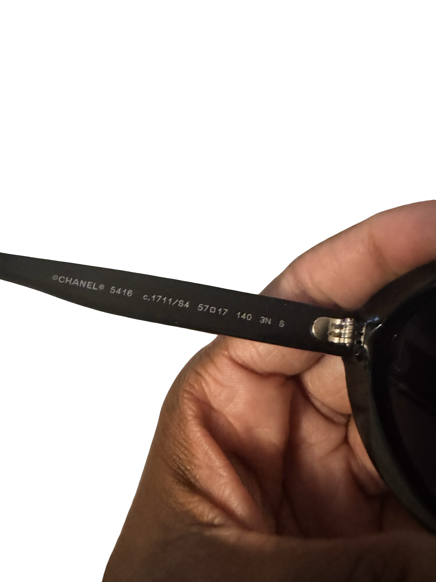 CHANEL Oval Sunglasses – Black with Pink Lettering (Pre-Loved)