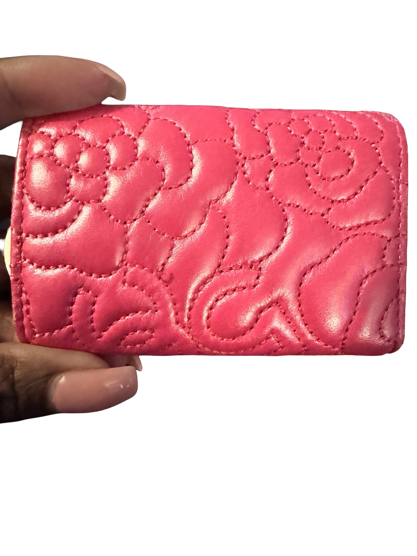 Chanel Camellia Stitch Lambskin Four Key Holder – Fuchsia with Gold Hardware