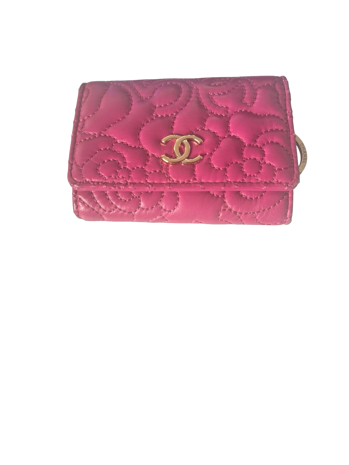 Chanel Camellia Stitch Lambskin Four Key Holder – Fuchsia with Gold Hardware