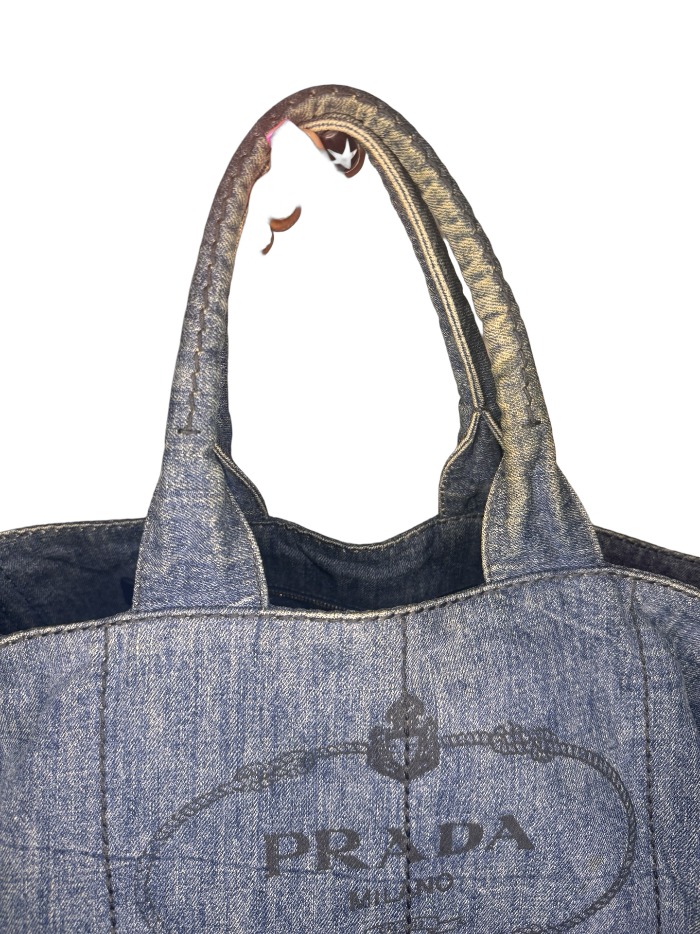 Prada Large Denim Canapa Tote (Preowned)
