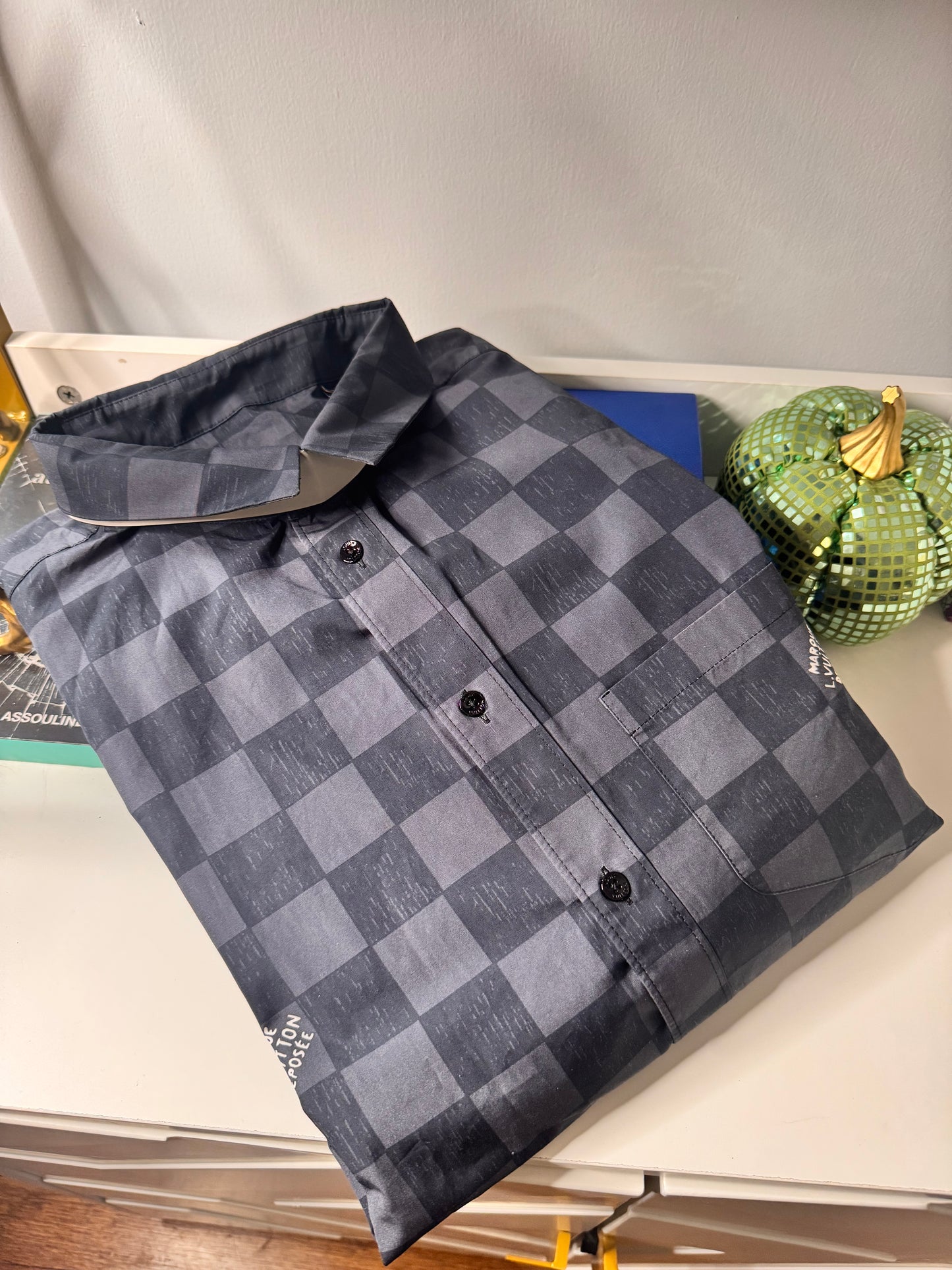 Louis Vuitton FW21 Cotton Shirt XXL Men's Black x Gray Damier RM2129 NWOT