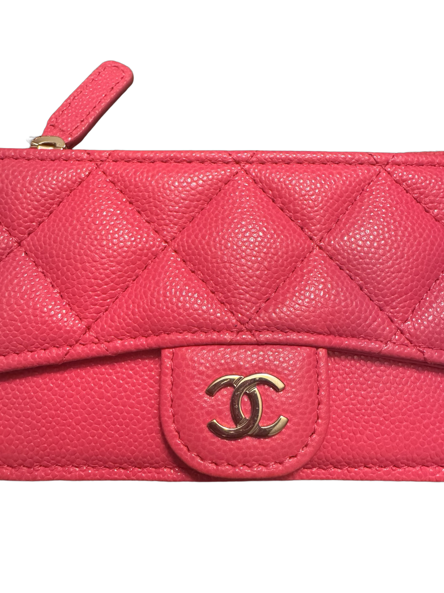 Chanel Flap Zip Card Holder Pink/Fuchsia (Preowned)