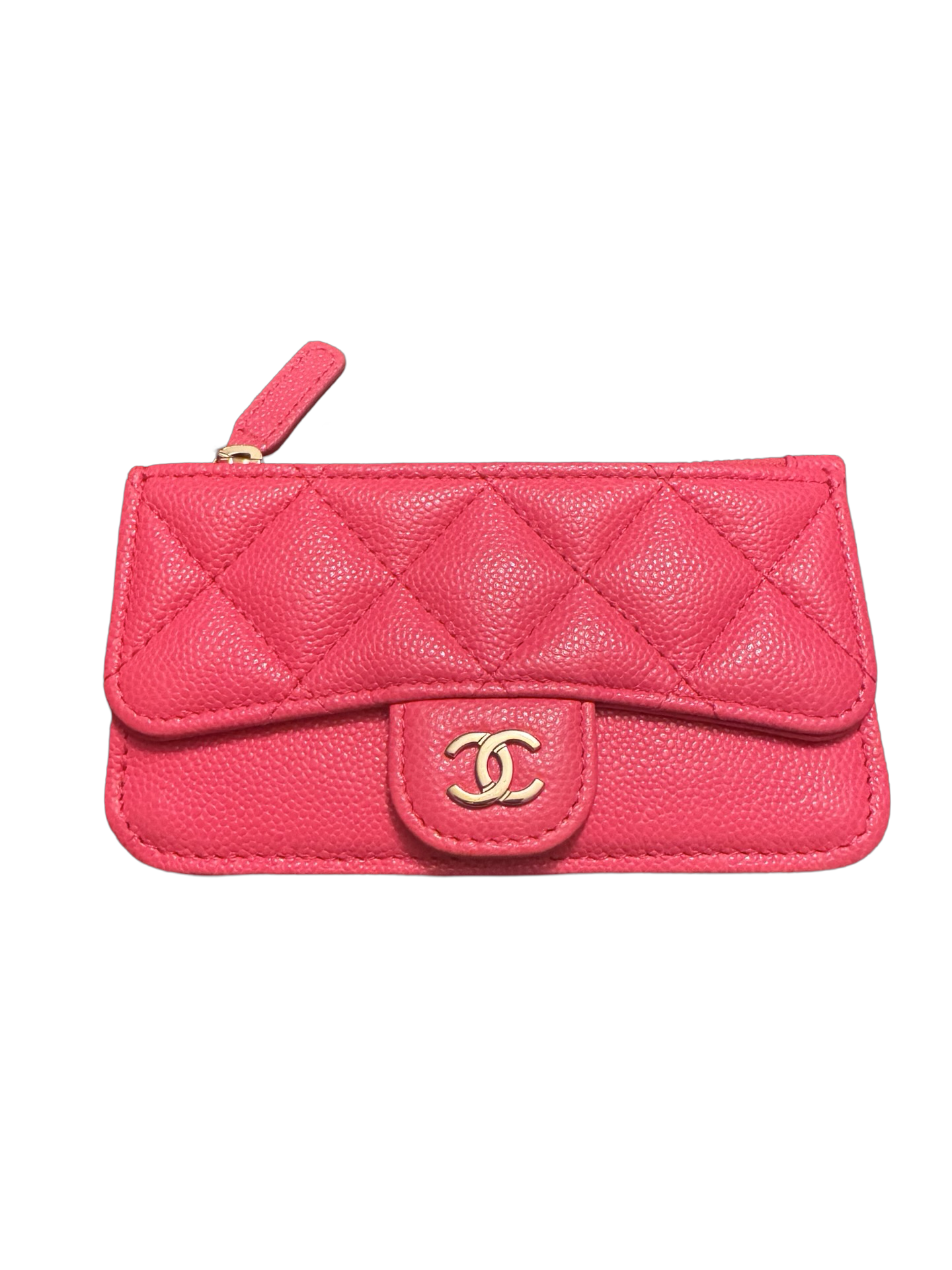 Chanel Flap Zip Card Holder Pink/Fuchsia (Preowned)