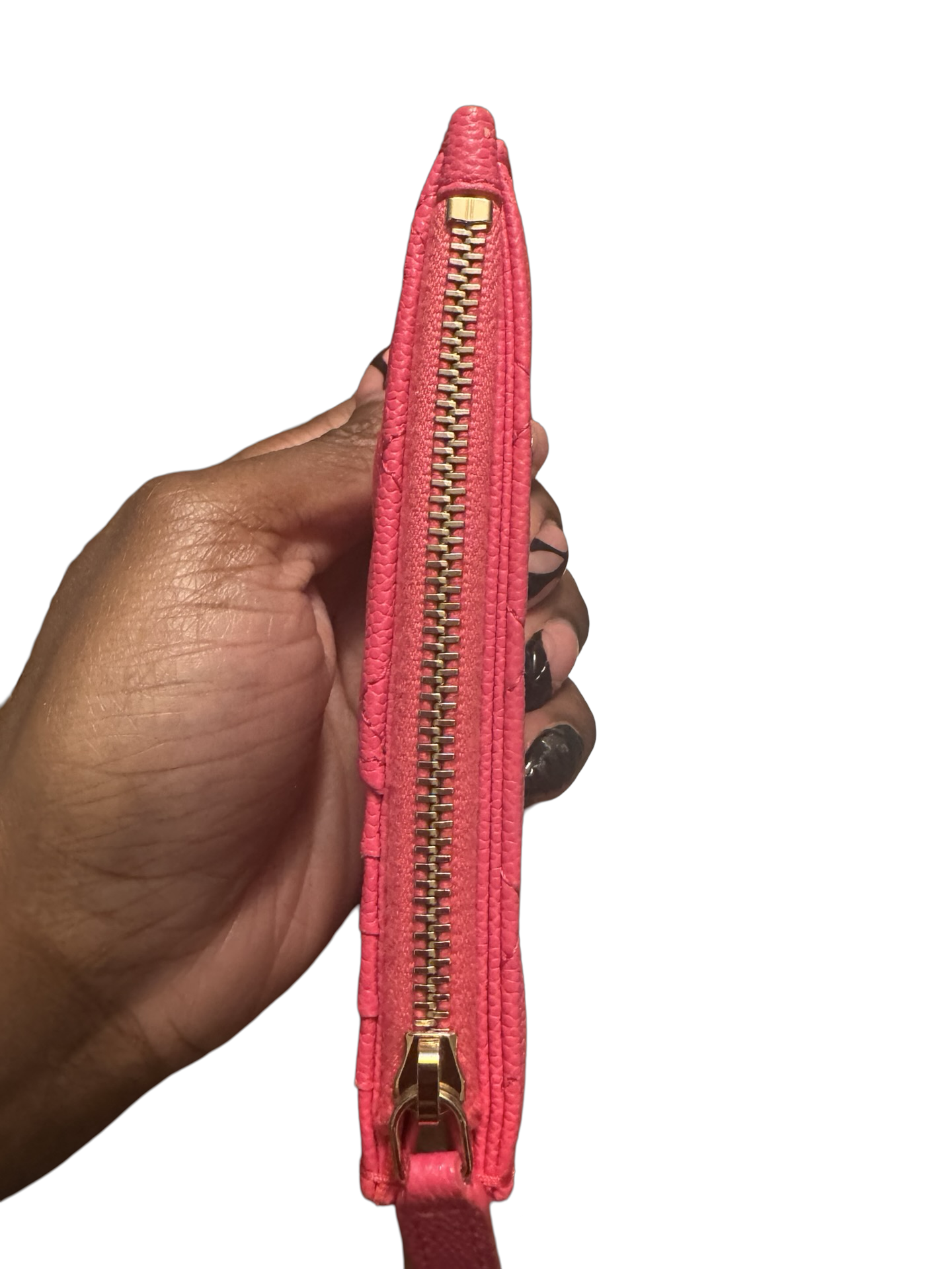 Chanel Flap Zip Card Holder Pink/Fuchsia (Preowned)