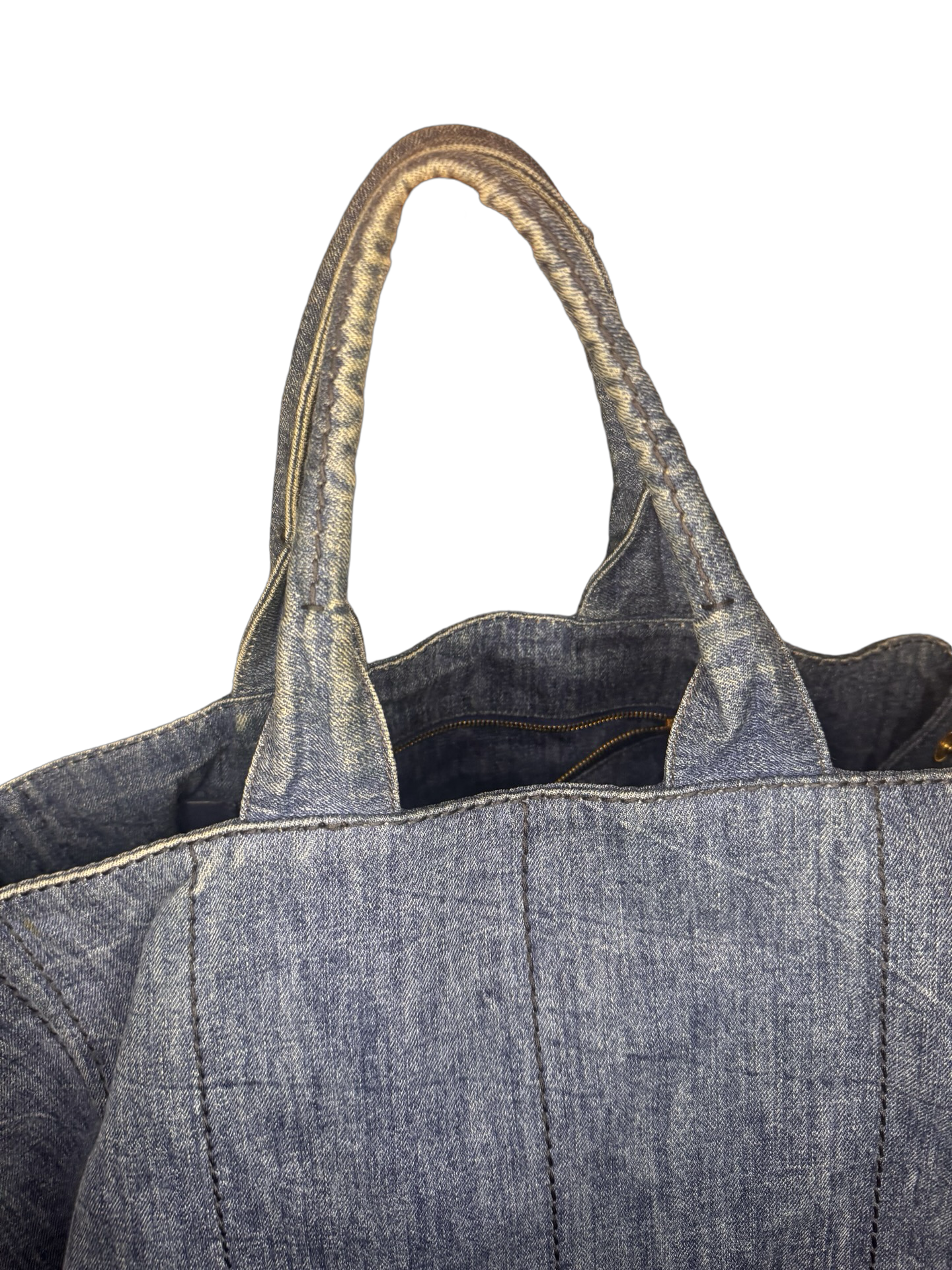 Prada Large Denim Canapa Tote (Preowned)