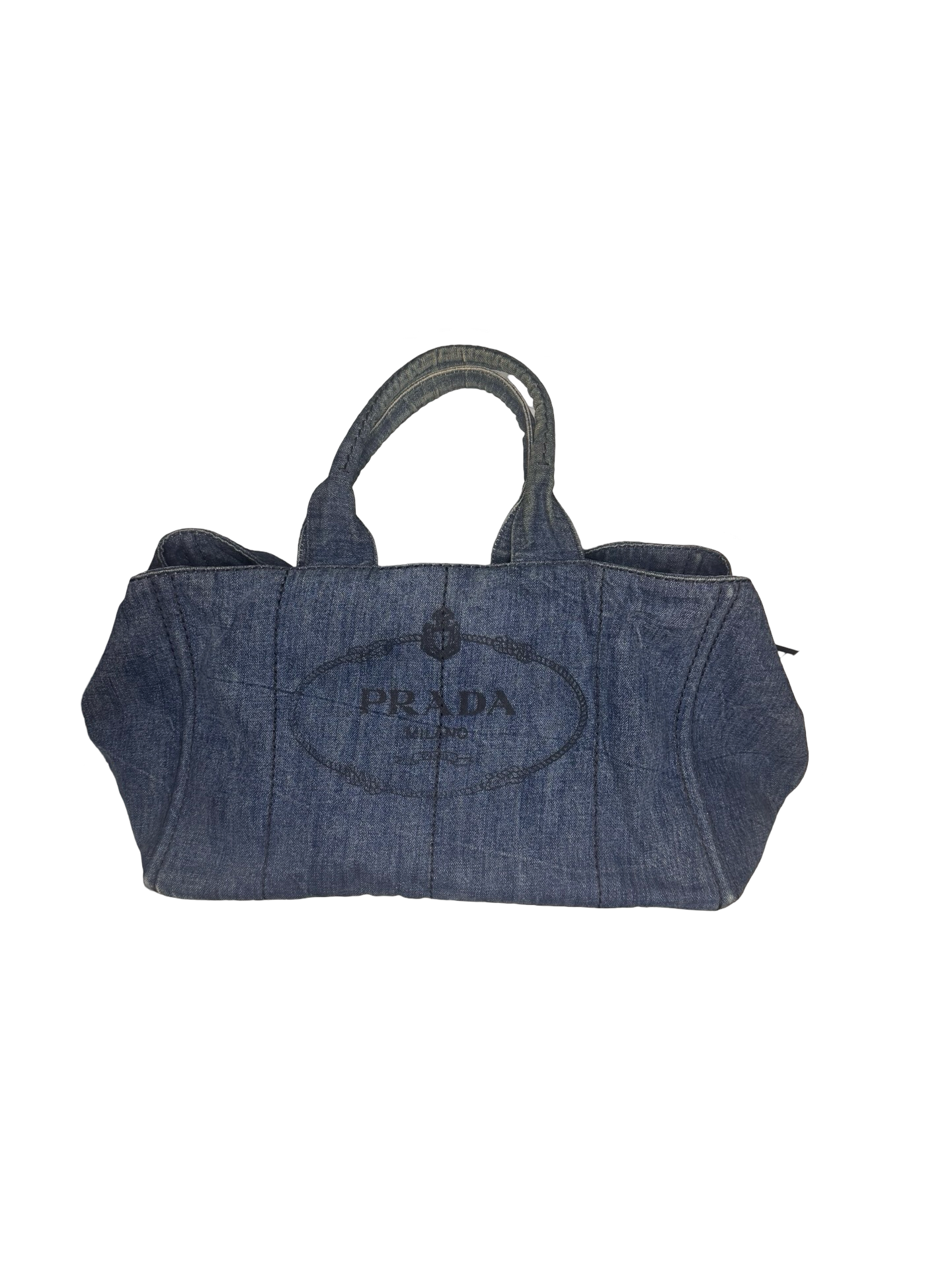 Prada Large Denim Canapa Tote (Preowned)
