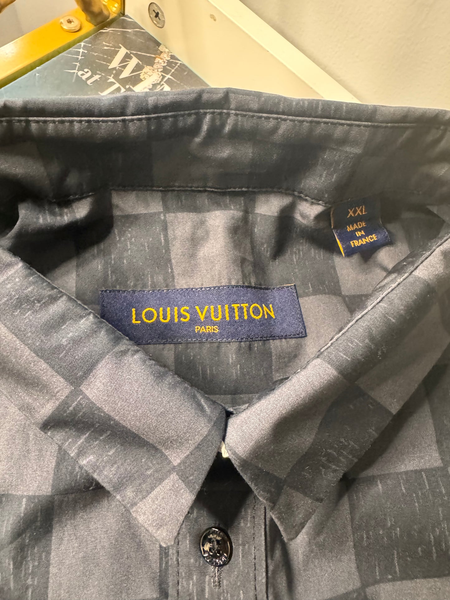 Louis Vuitton FW21 Cotton Shirt XXL Men's Black x Gray Damier RM2129 NWOT