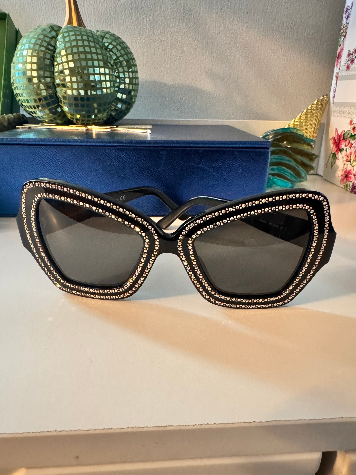 Celine Oversized Butterfly Rhinestone Sunglasses (Preowned)
