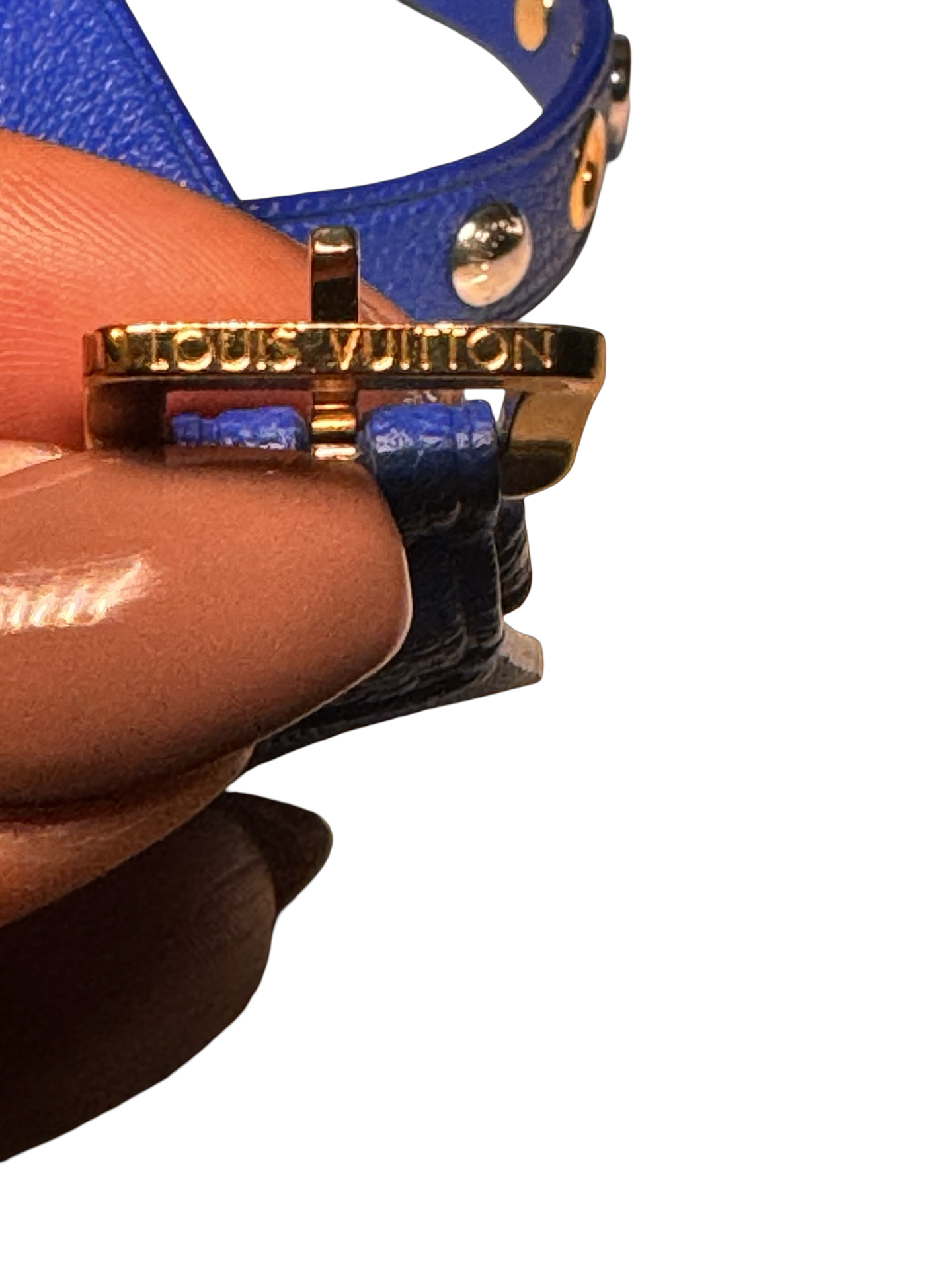 Louis Vuitton Blue Spike It Leather Bracelet – Size 17