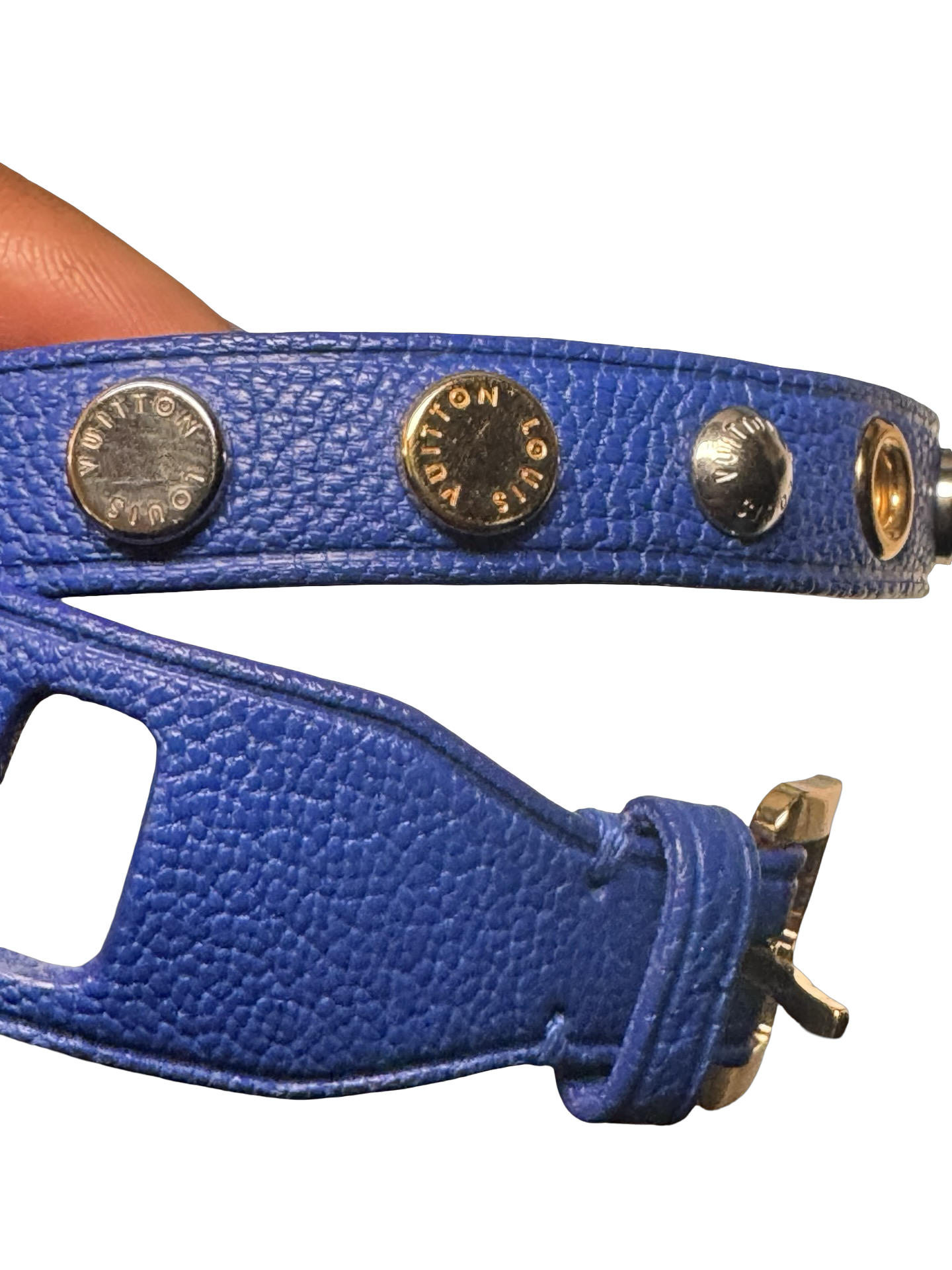 Louis Vuitton Blue Spike It Leather Bracelet – Size 17