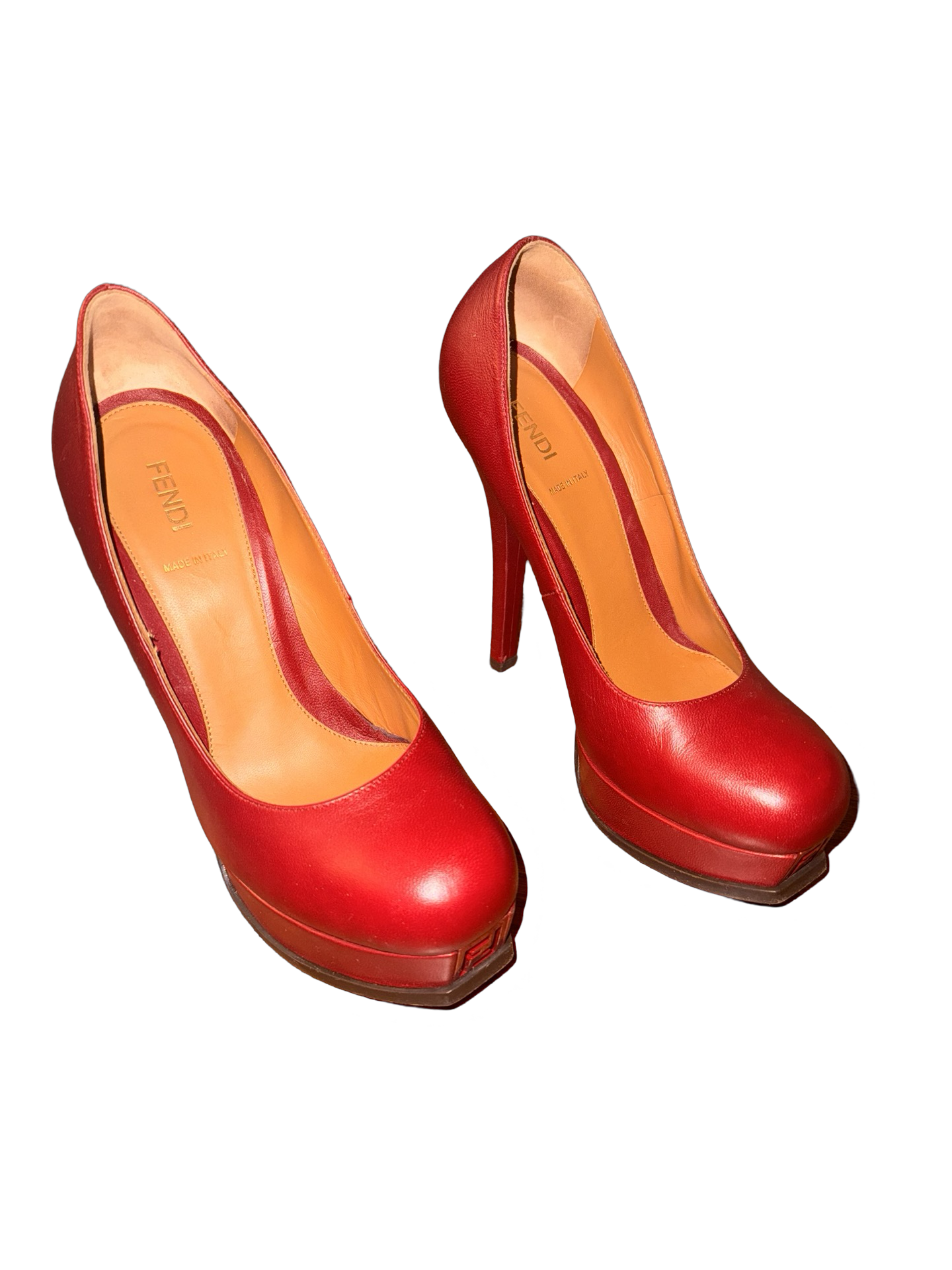 Fendi Decolette Nappa Red Platform Pump Sz 38 (Preloved)