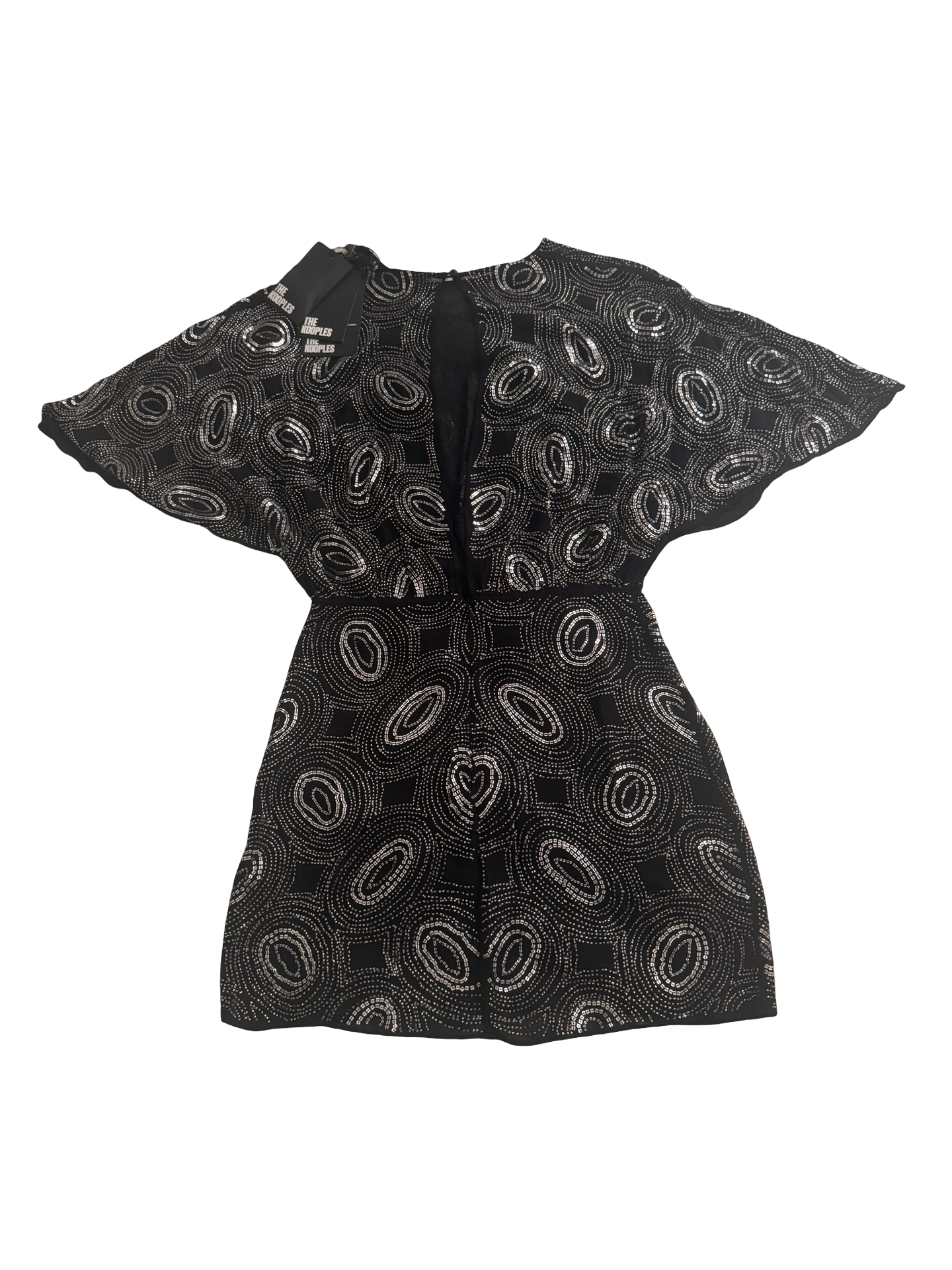 The Kooples Galaxy Embellished Mesh Mini Dress Black Silver