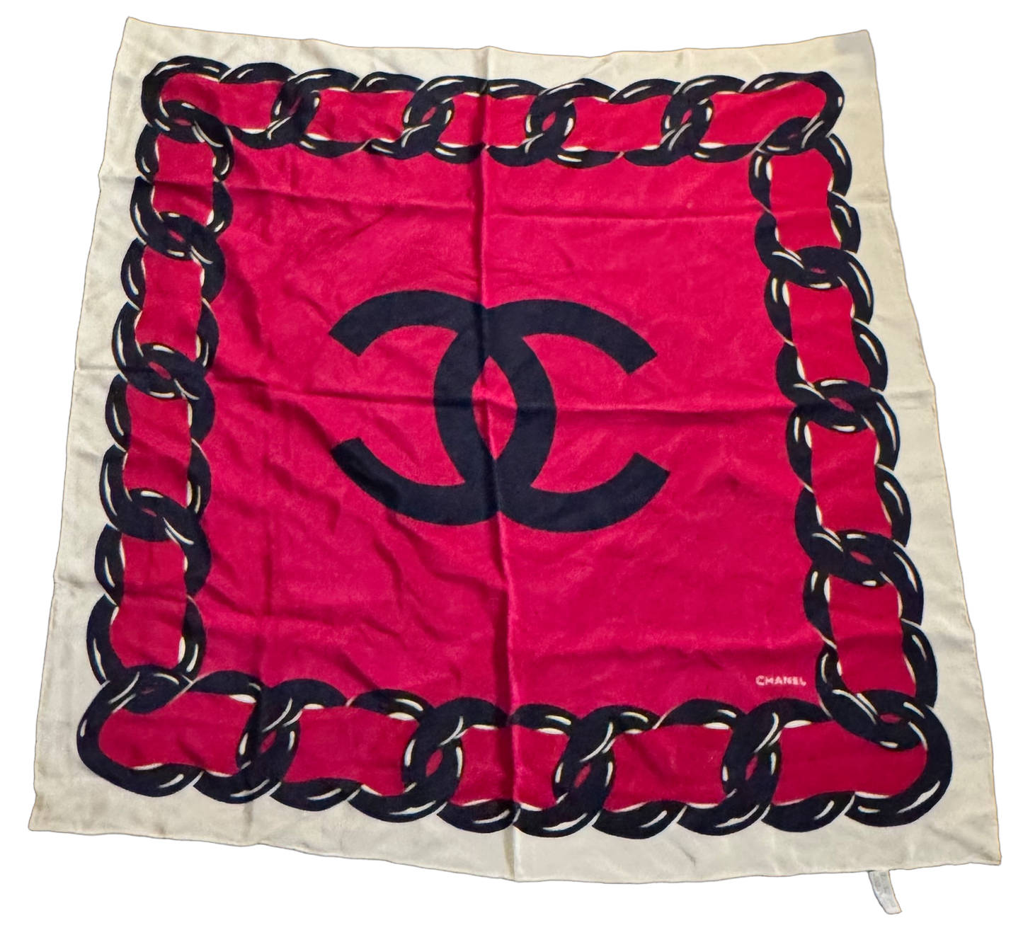 Chanel CC Silk Chain Border Square Scarf Preloved