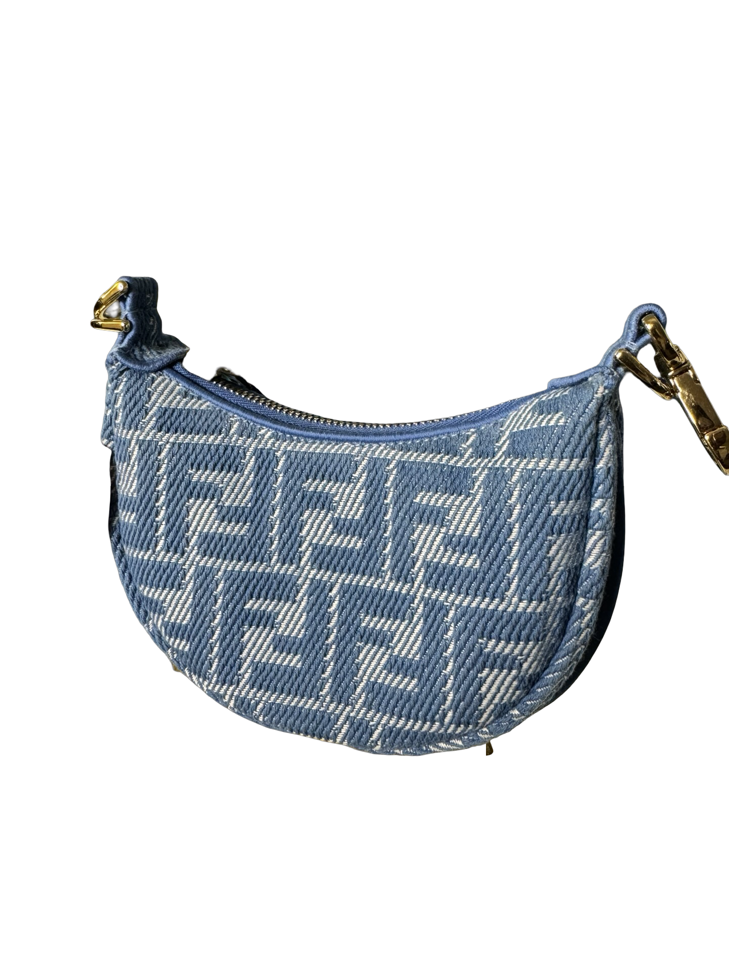 Nano Fendi Fendigraphy Hobo Bag in Denim-Effect Jacquard