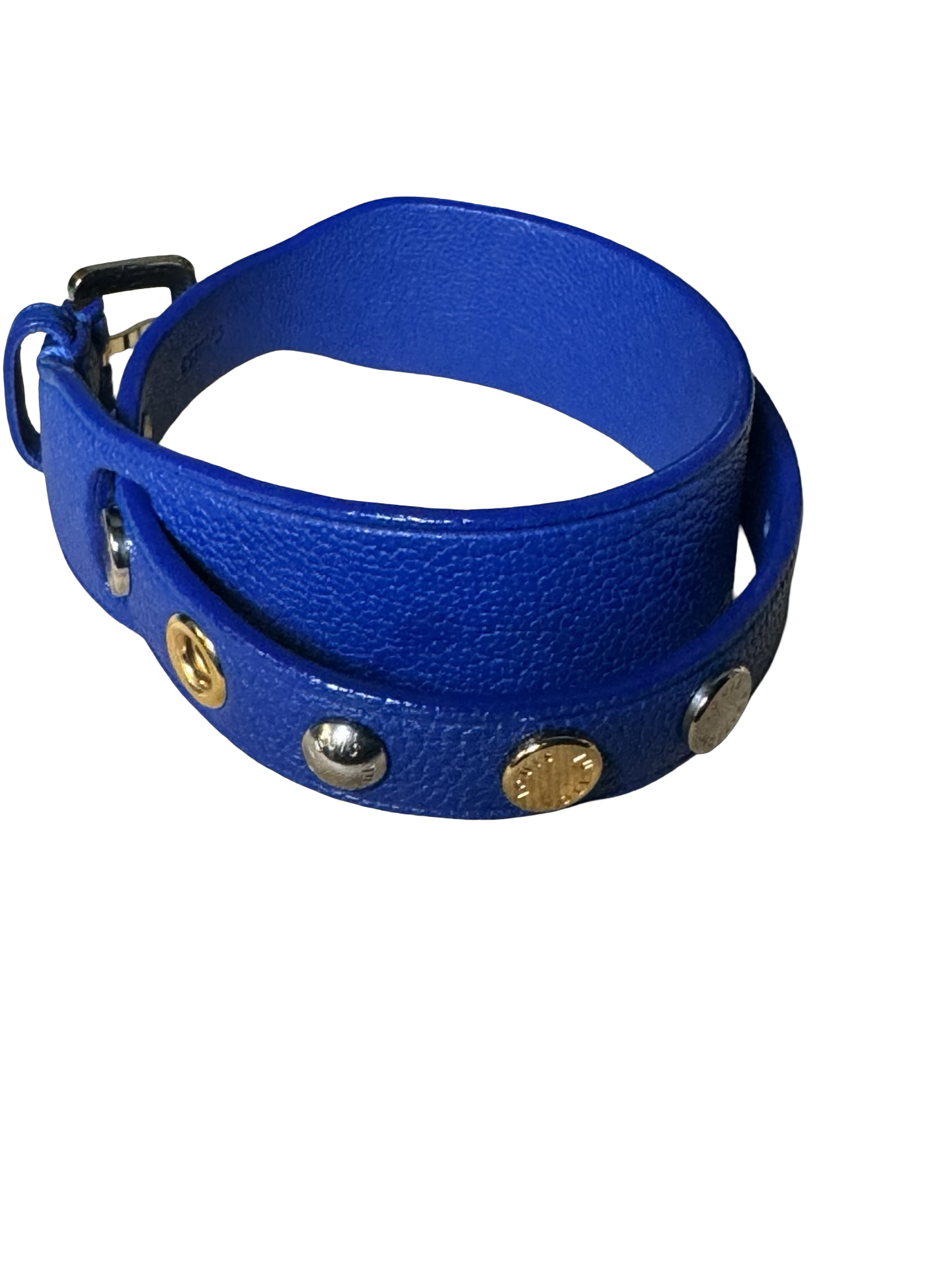 Louis Vuitton Blue Spike It Leather Bracelet – Size 17