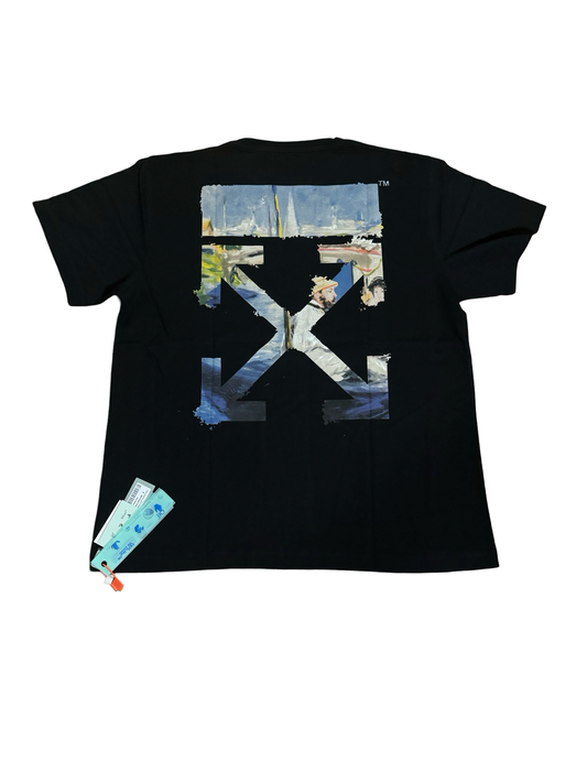 Off-White Colour Painting Eduardo Manet Boat Diagonals Arrows Tee 'Black' NWT Sz Small