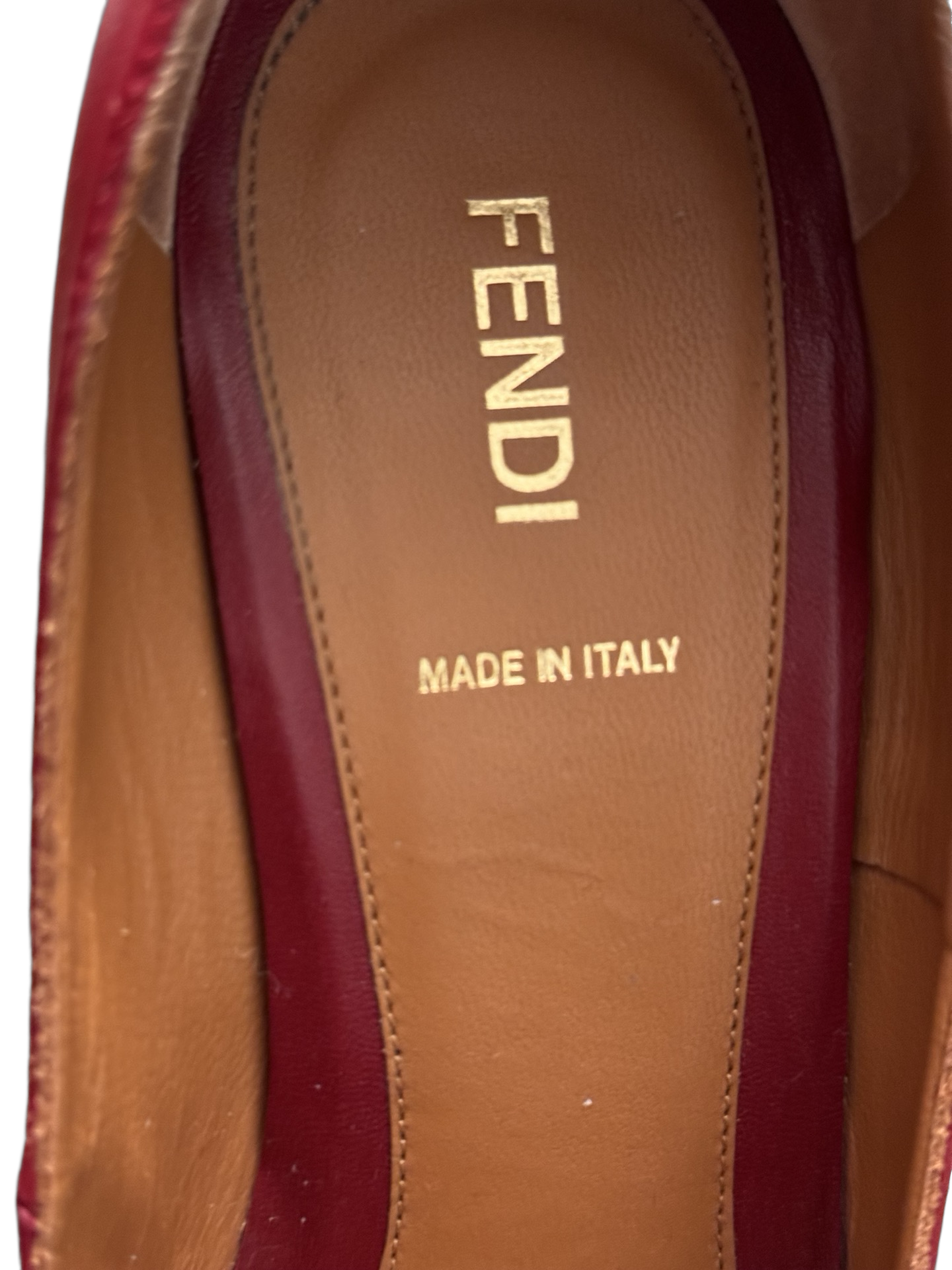 Fendi Decolette Nappa Red Platform Pump Sz 38 (Preloved)