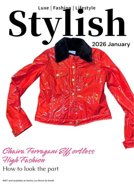 Chiara Ferragni Red Vinyl Faux-Fur Lined Jacket