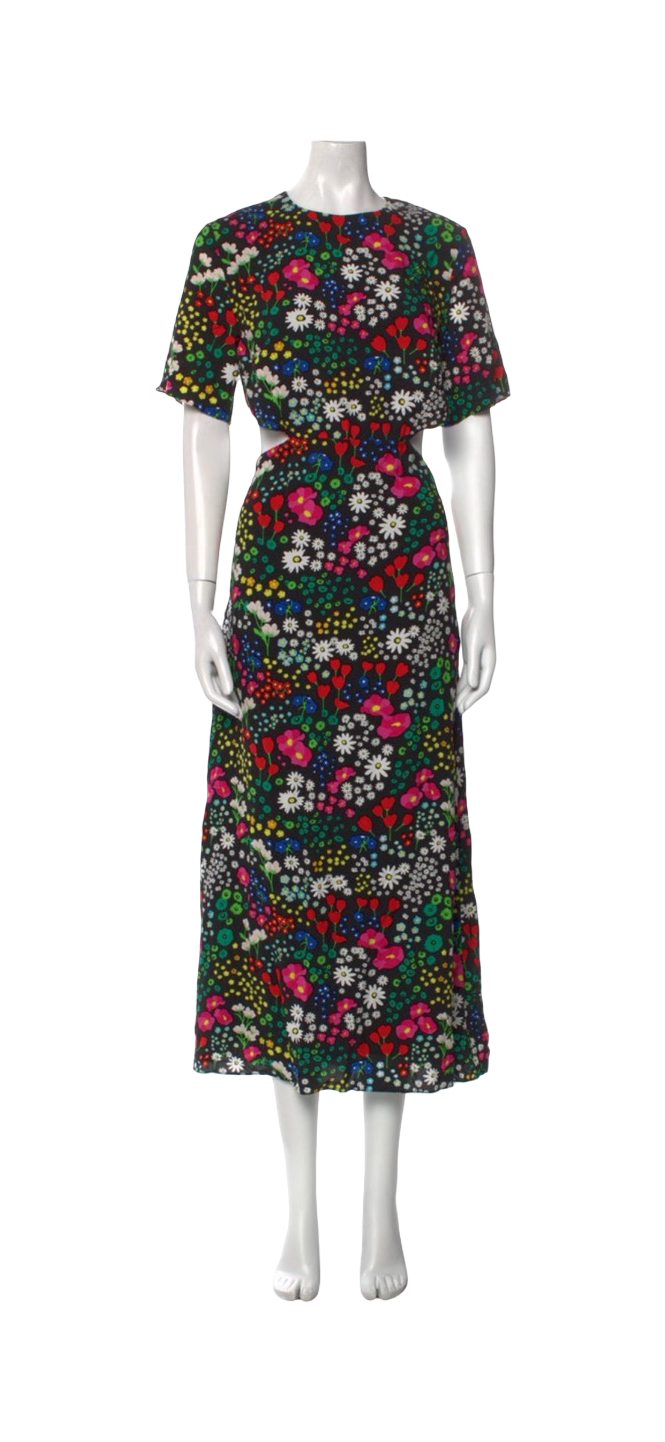 The Kooples Floral Cut-Out Midi Dress