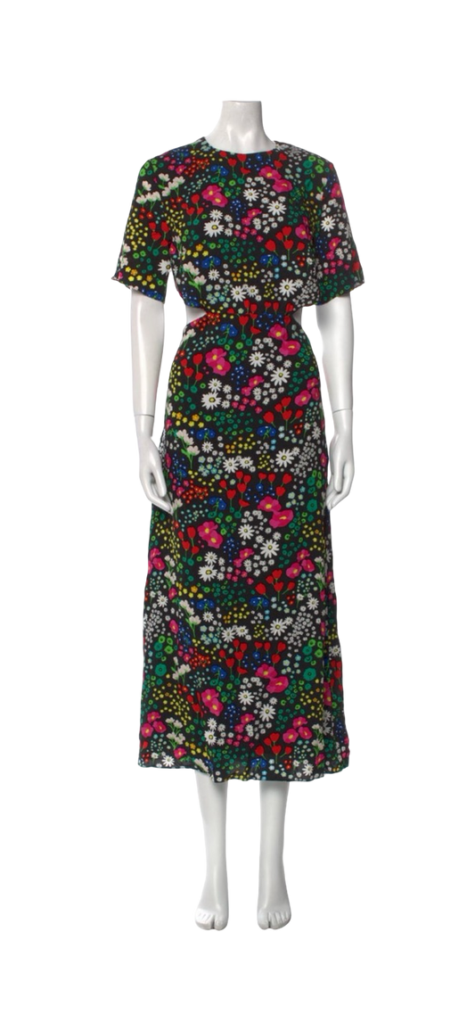 The Kooples Floral Cut-Out Midi Dress