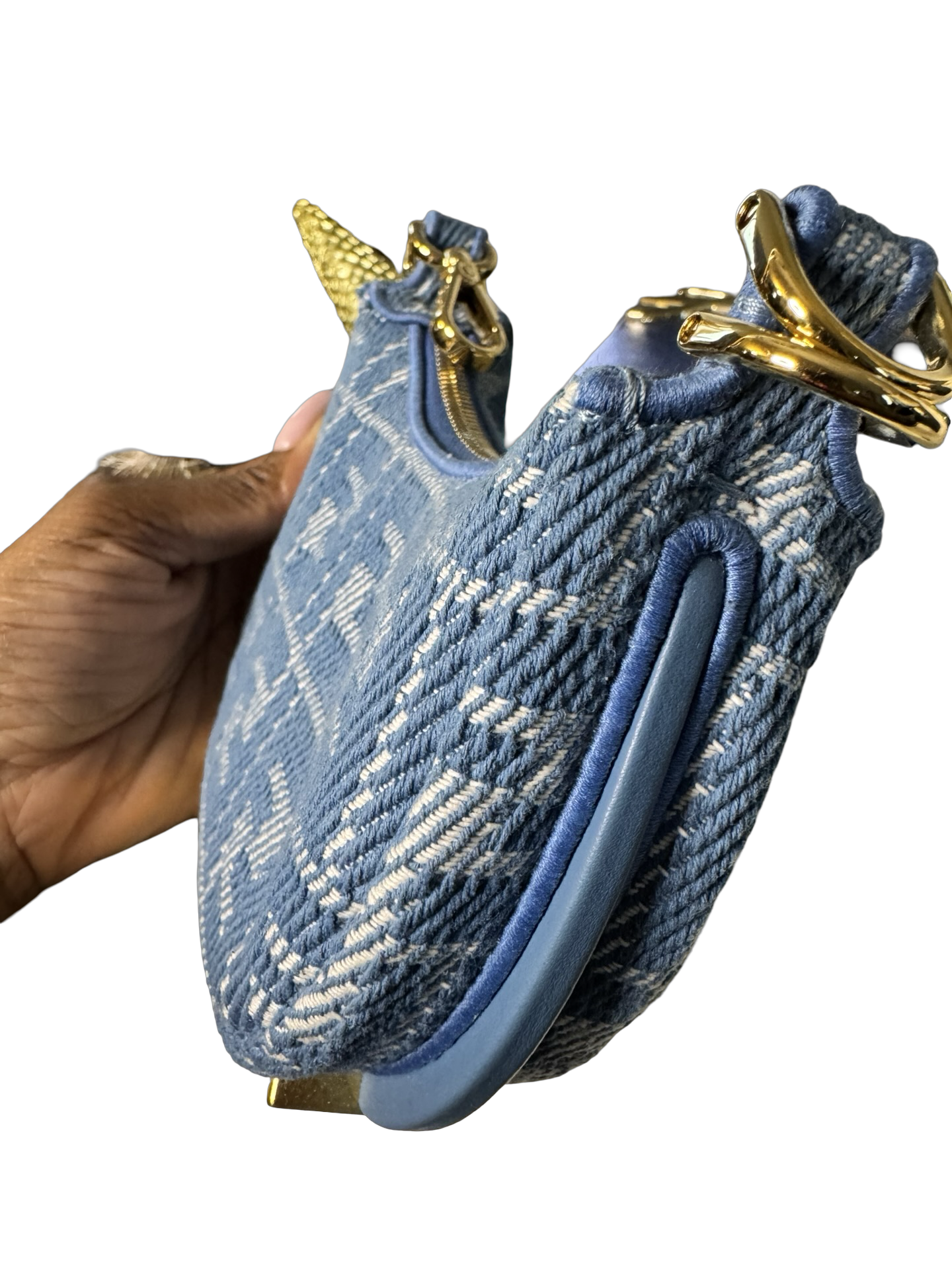 Nano Fendi Fendigraphy Hobo Bag in Denim-Effect Jacquard
