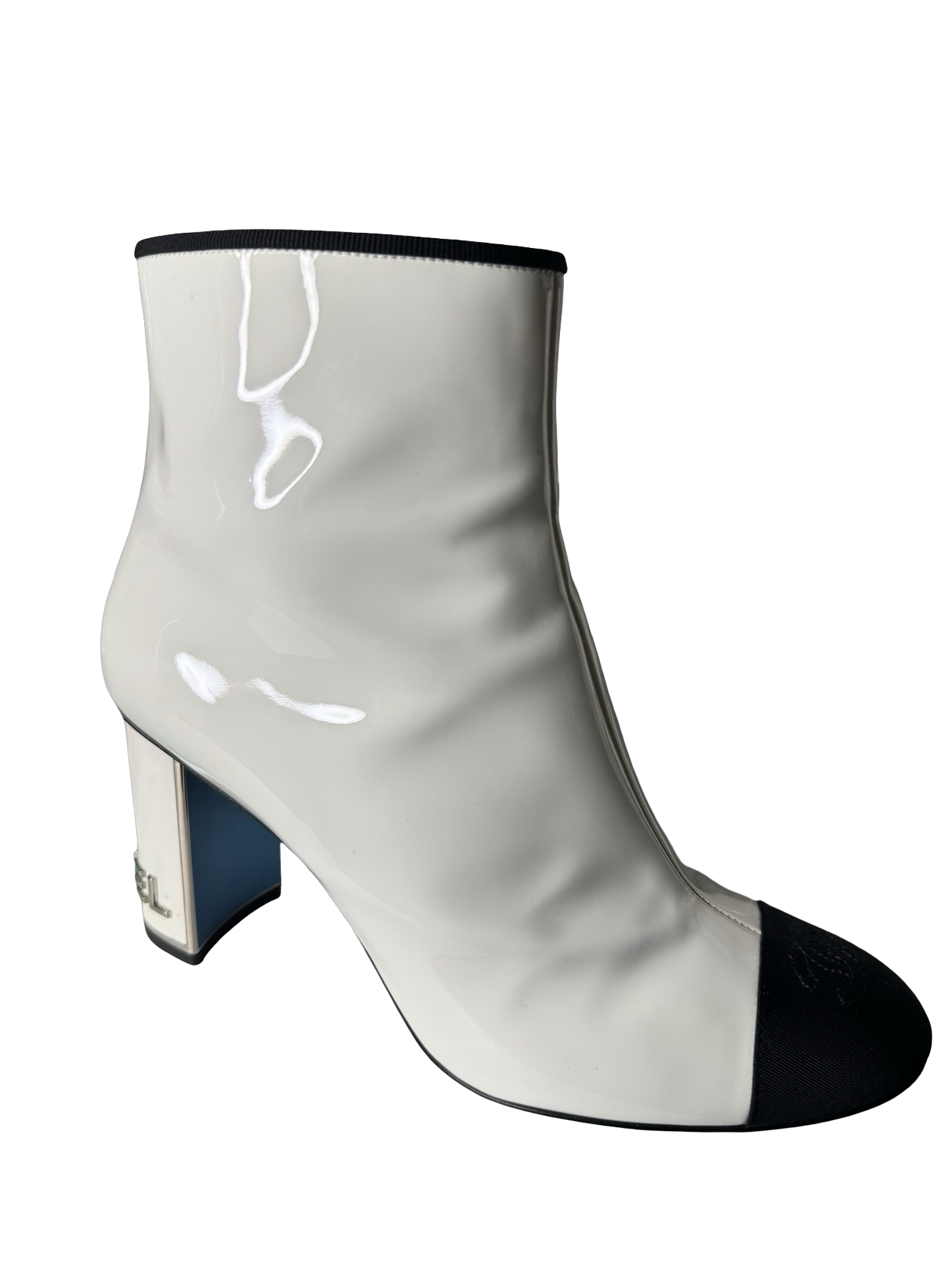 Chanel Patent Leather Cap-Toe Ankle Boots Preloved