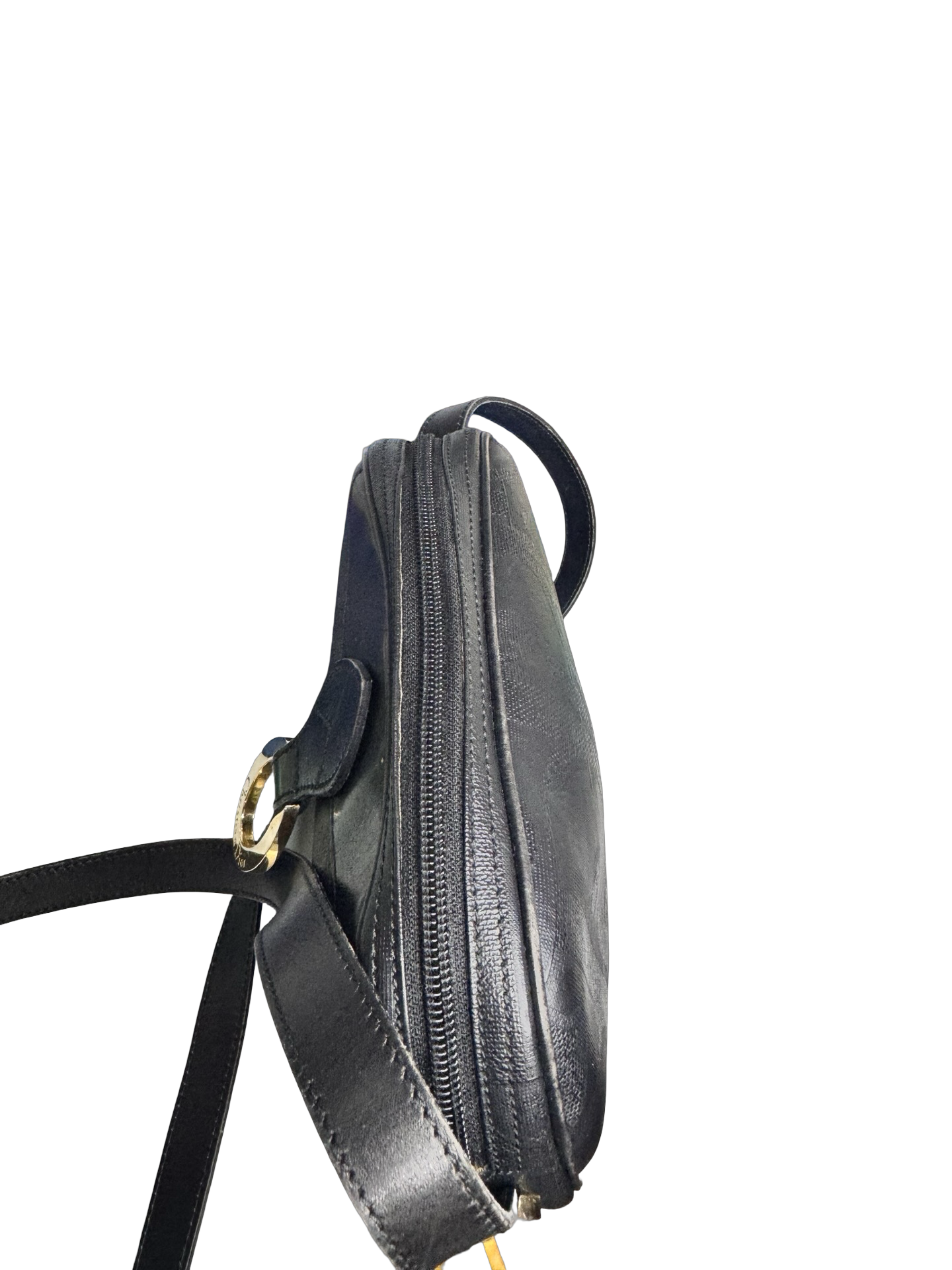 Christian Dior Oblique Crossbody Bag (Vintage)– Black Monogram with Gold Buckle