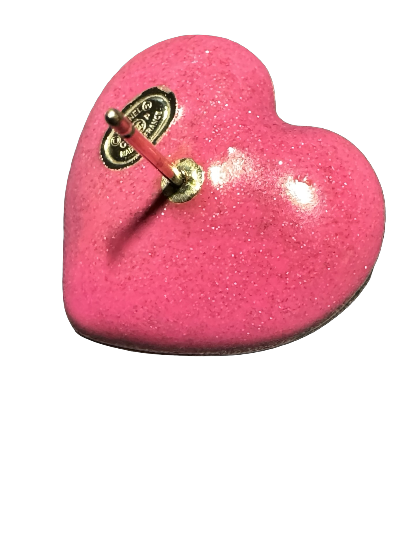 CHANEL 2023 Pink Ombré Heart CC Crystal Earrings (Preloved)