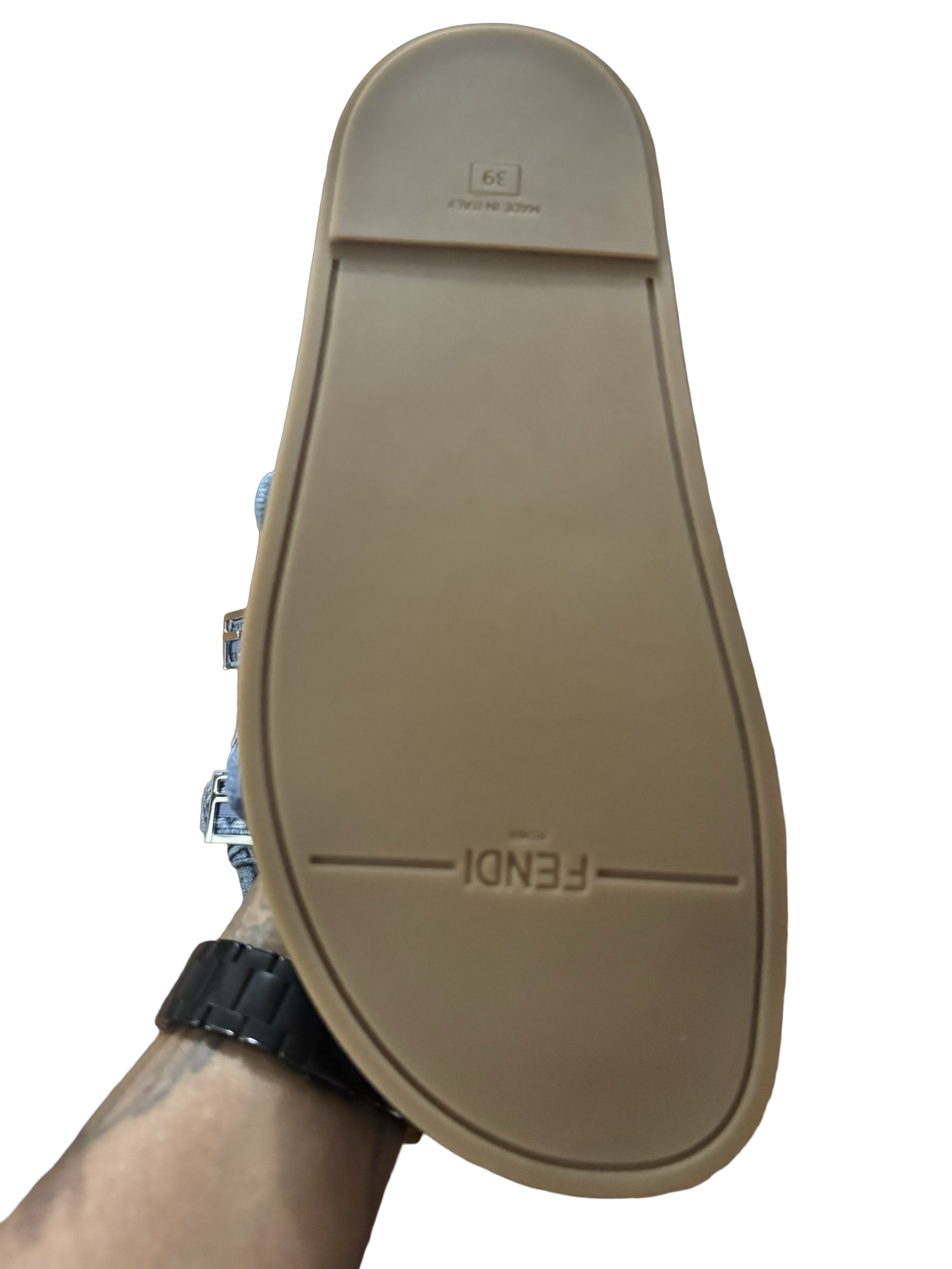 Fendi FF Motif Denim Canvas Slide Sandals – Brand New in Box