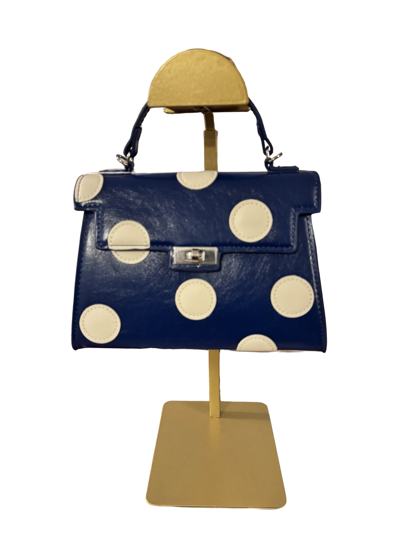 Melie Bianco Blue Polka Dot Mini Top-Handle Bag