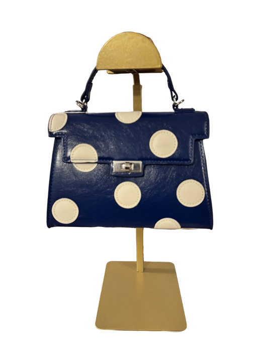 Melie Bianco Blue Polka Dot Mini Top-Handle Bag