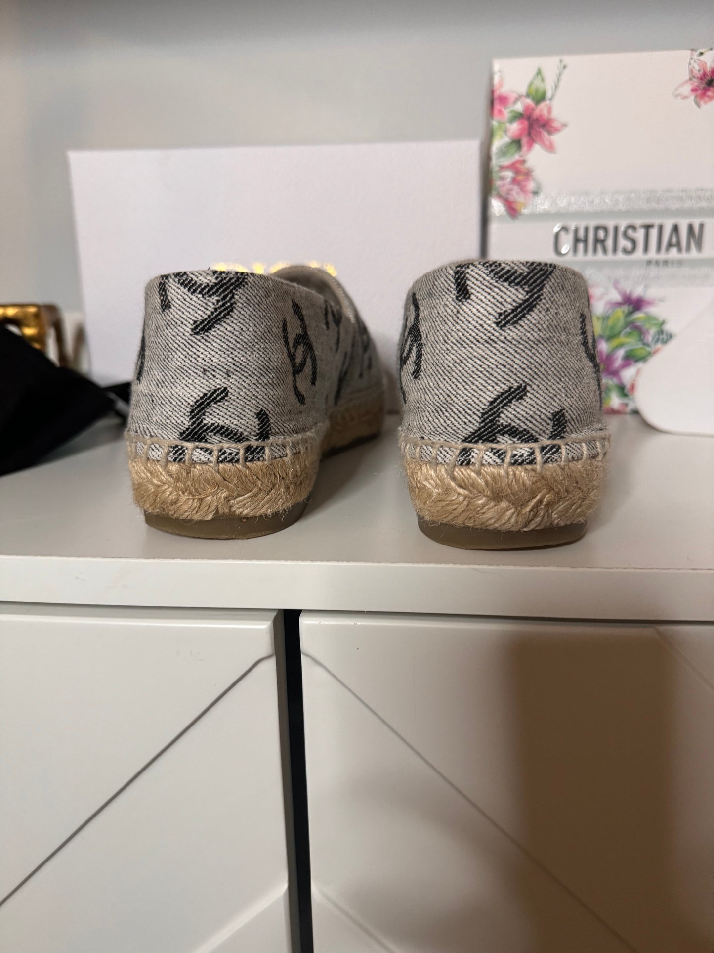 Chanel 22A Cotton Jacquard and Grosgrain Espadrilles SZ39 Preloved