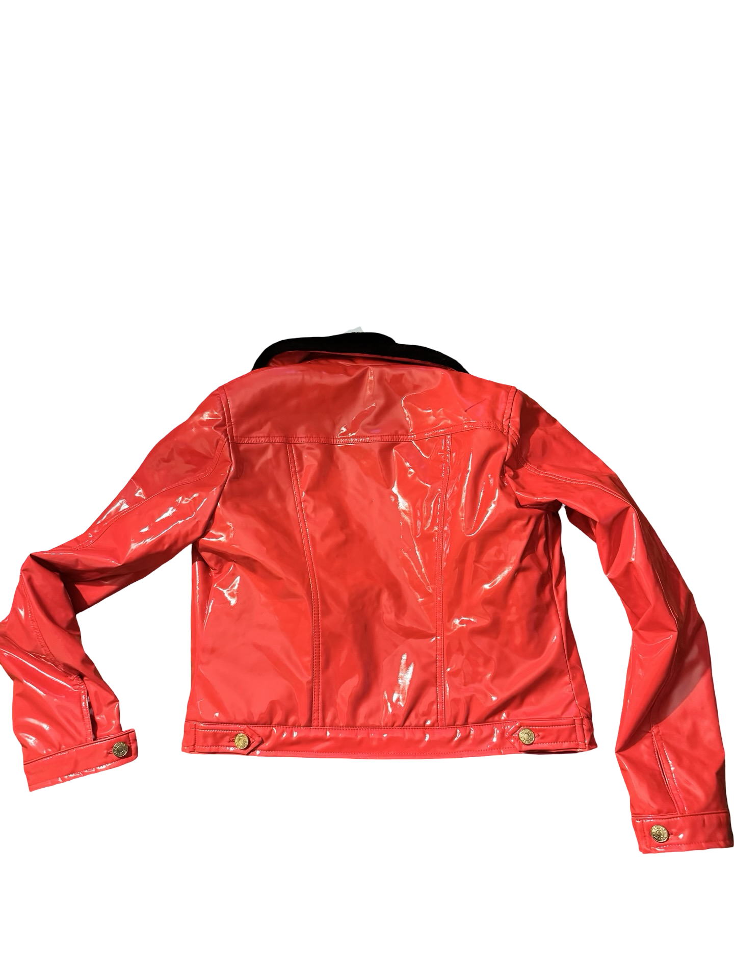 Chiara Ferragni Red Vinyl Faux-Fur Lined Jacket