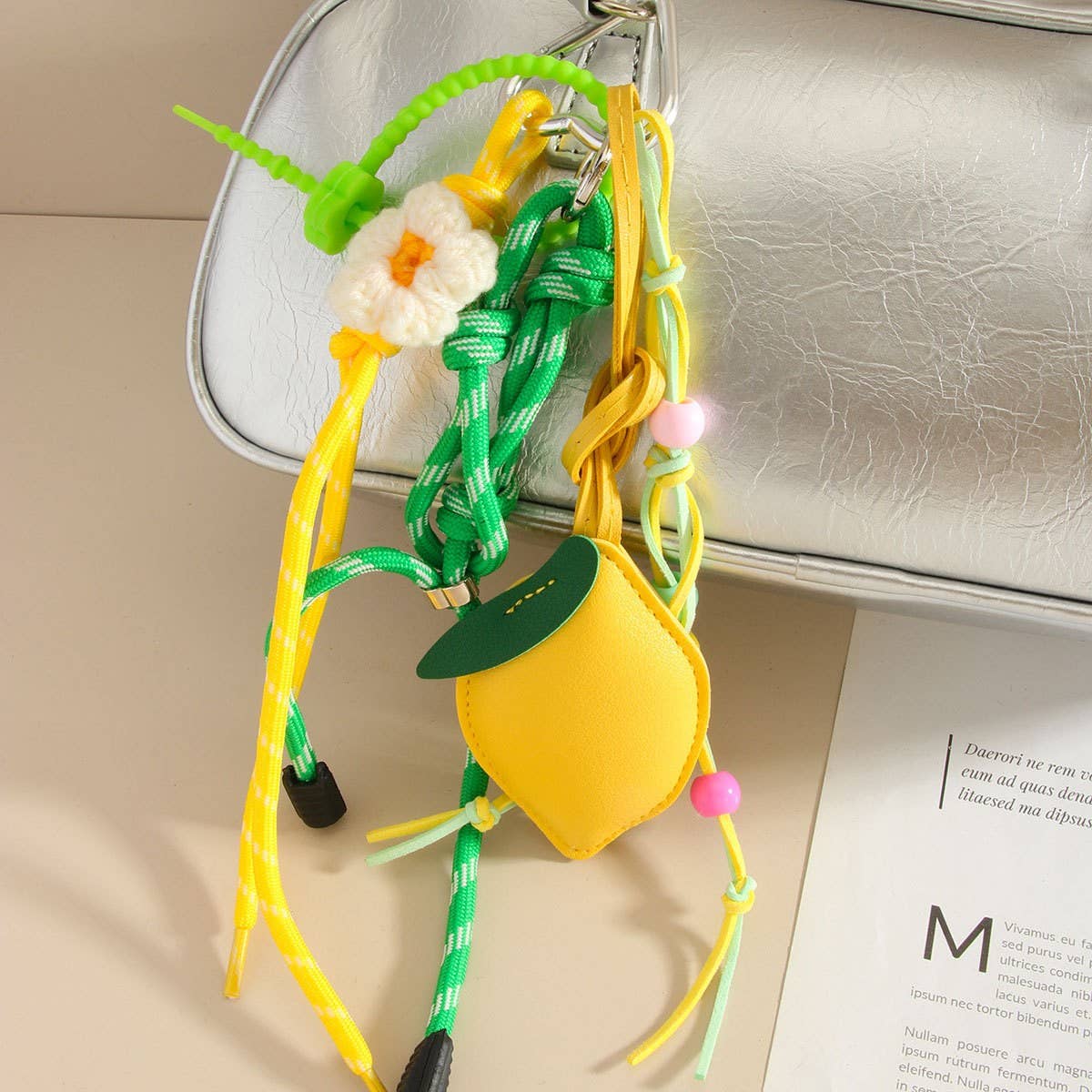 🍋 Lemon Drop Bag Charm – Colorful Accessory