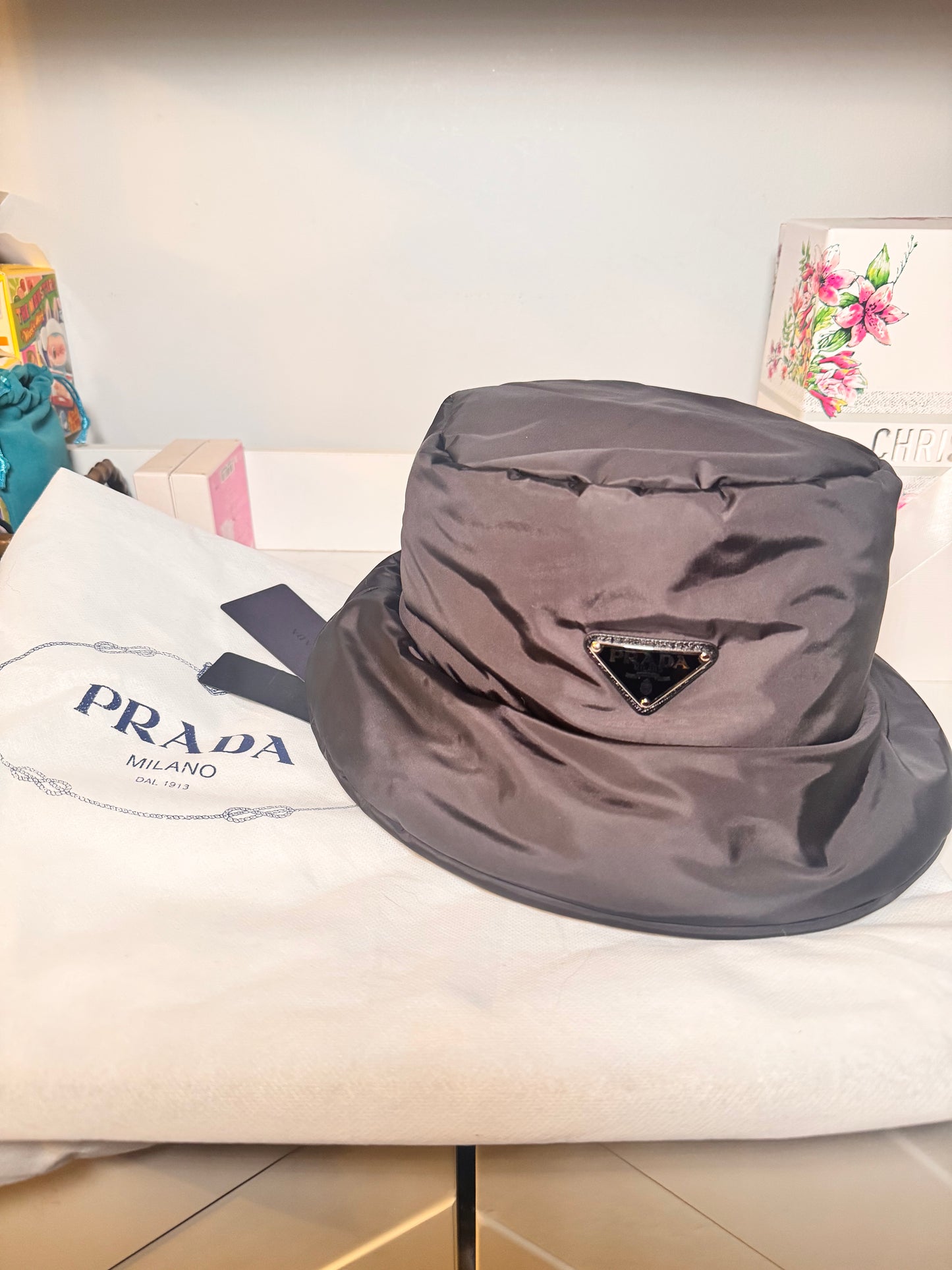 Prada Re-Nylon Padded Bucket Hat – Black (Size L)
