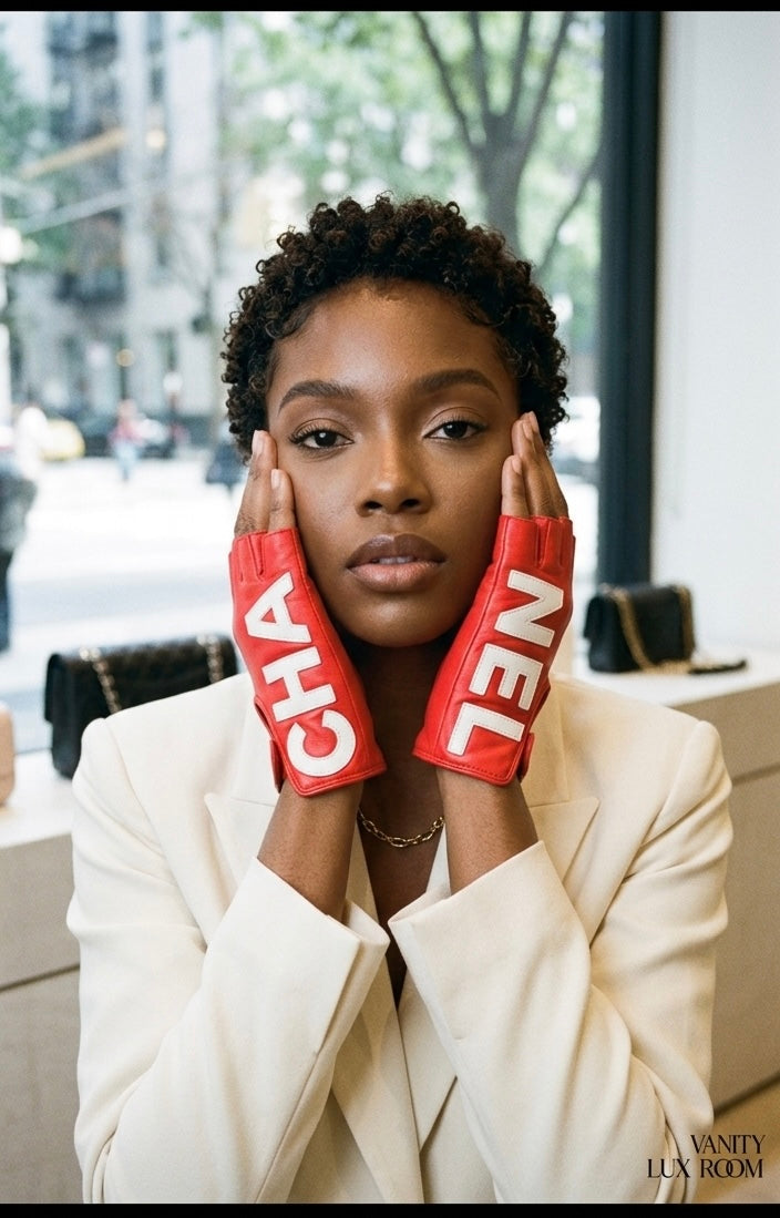 Chanel S/S 2019 "By The Sea" Lambskin Split-Logo Gloves