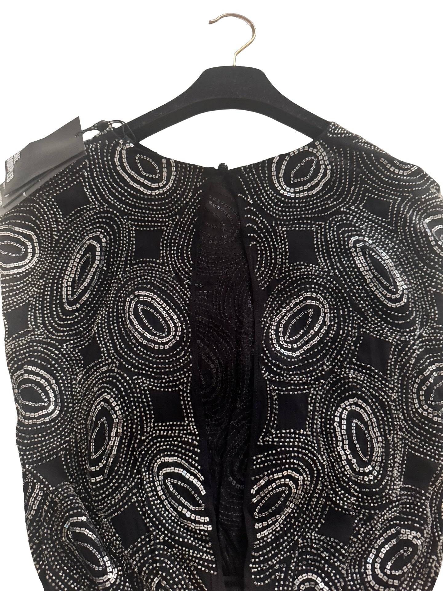 The Kooples Galaxy Embellished Mesh Mini Dress Black Silver