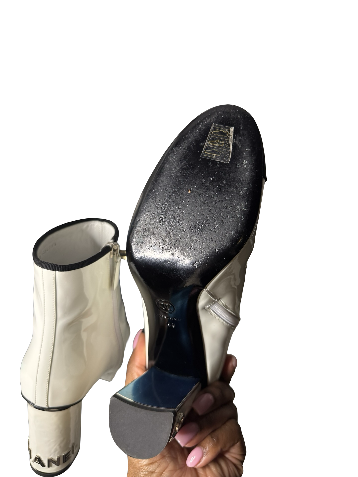 Chanel Patent Leather Cap-Toe Ankle Boots Preloved