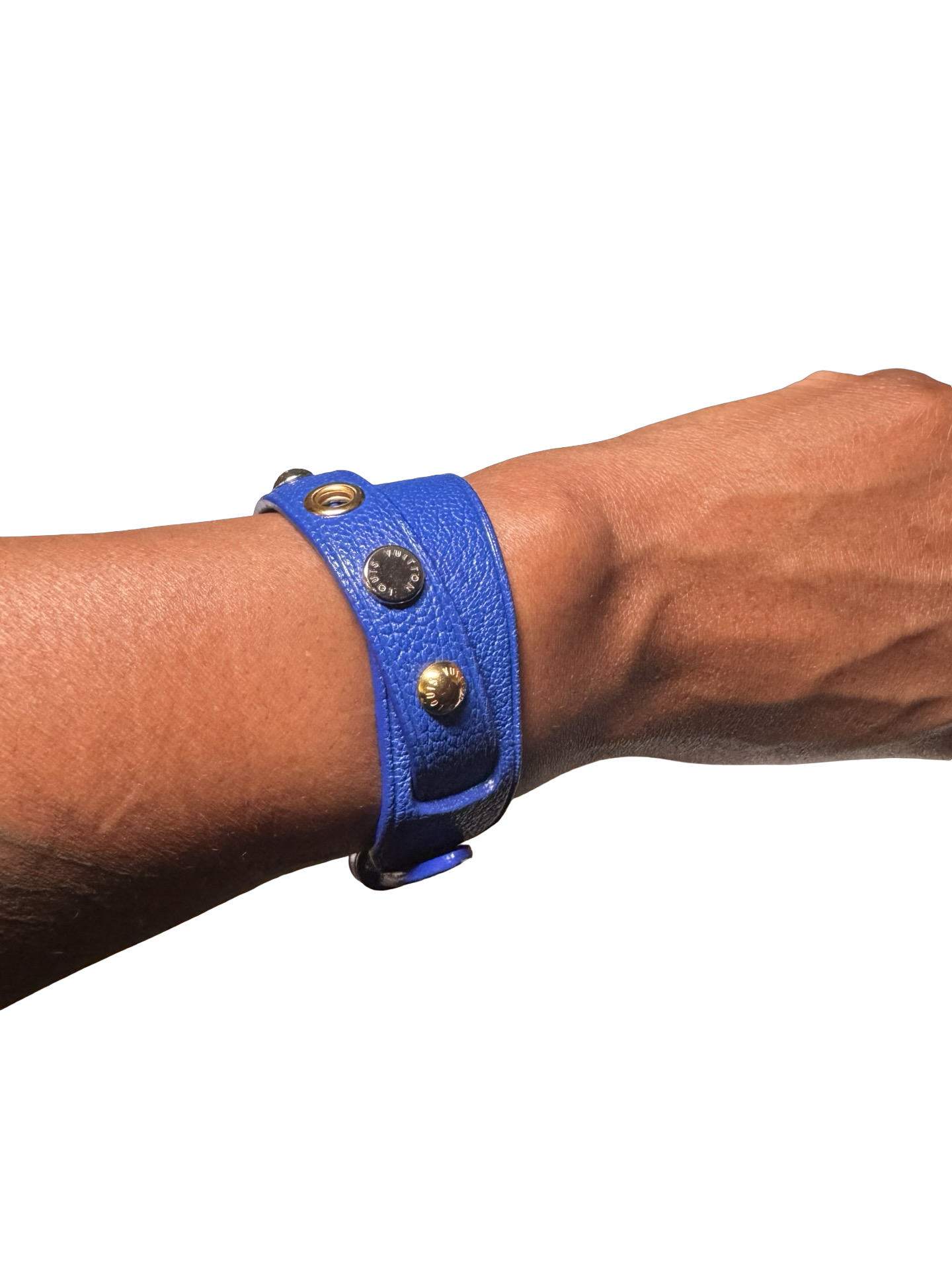 Louis Vuitton Blue Spike It Leather Bracelet – Size 17