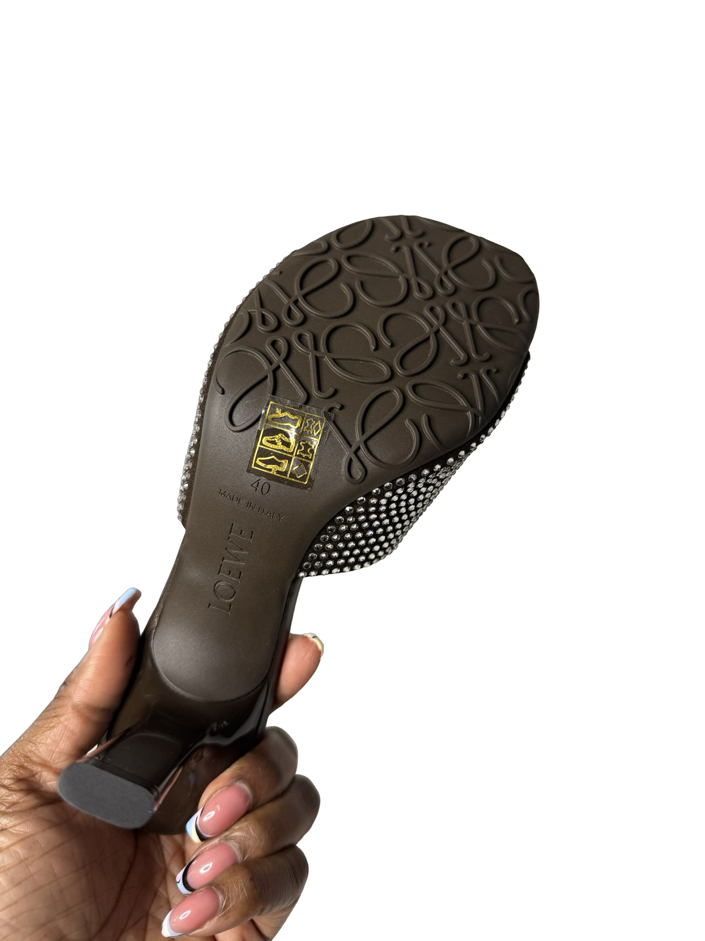 Loewe Petal Crystal Mules – Shiitake (New in Box)